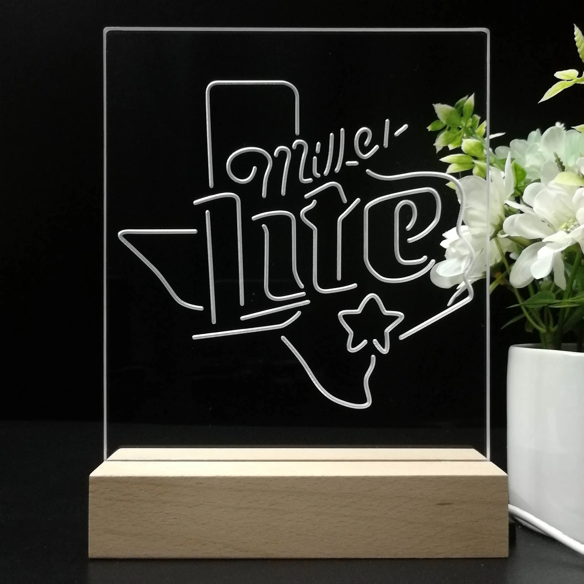 Miller Star Texas Beer 3D Illusion Night Light Desk Lamp - Image 8