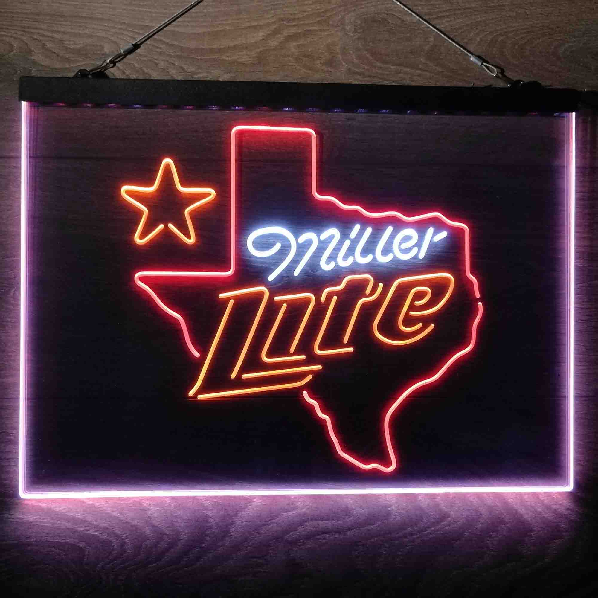 Miller Texas Star Beer Neon 3-Color LED Sign