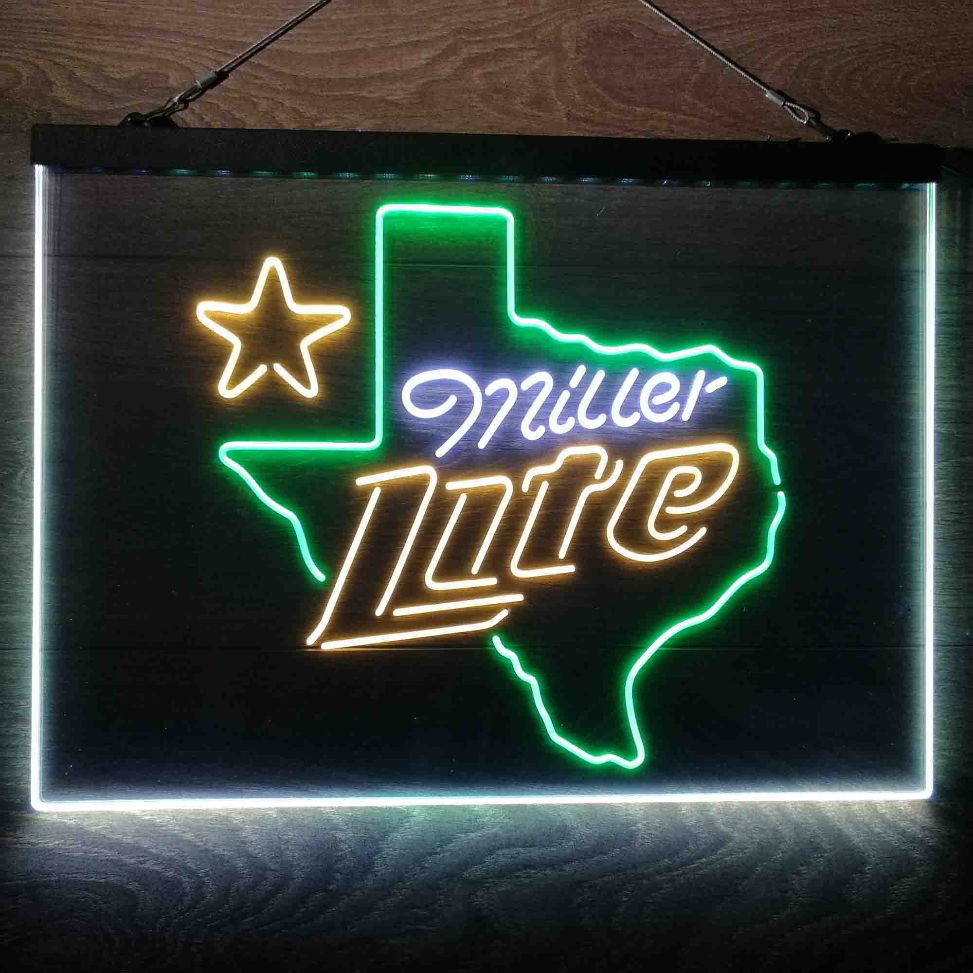 Miller Texas Star Beer Neon 3-Color LED Sign - Image 11