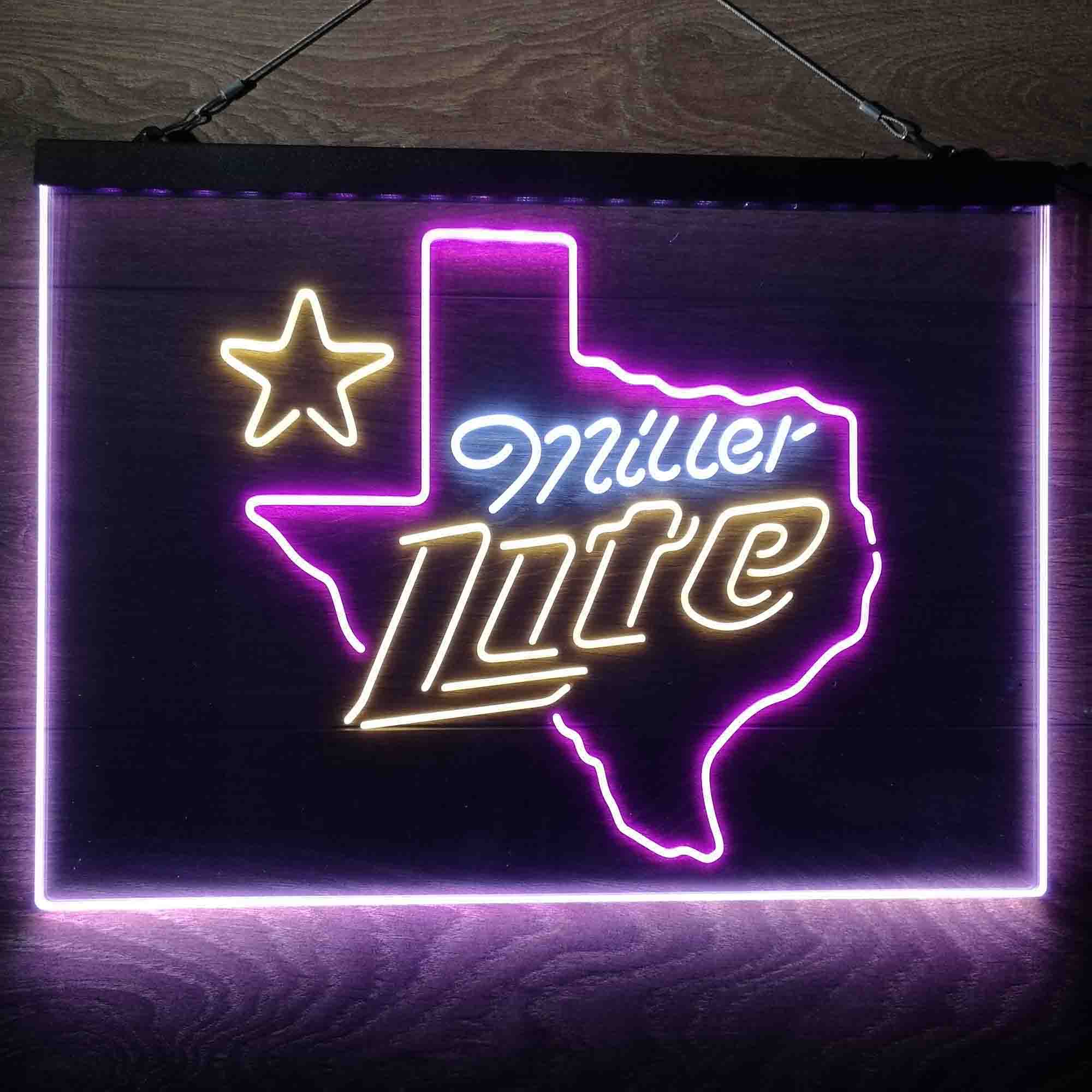 Miller Texas Star Beer Neon 3-Color LED Sign - Image 12