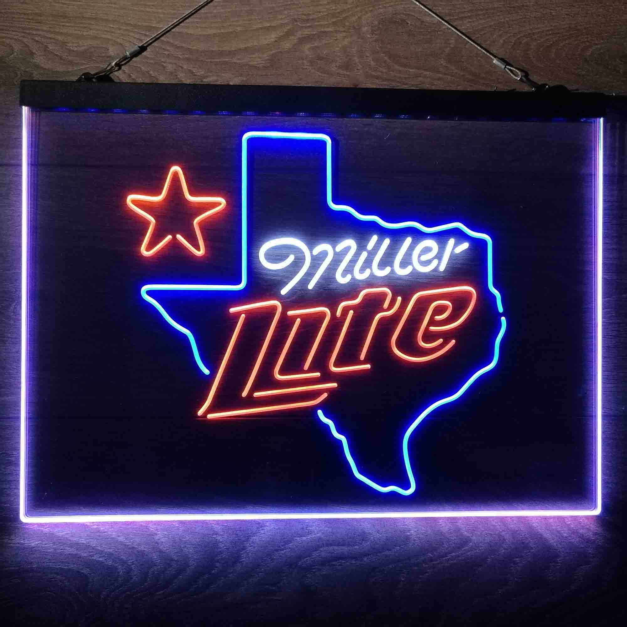 Miller Texas Star Beer Neon 3-Color LED Sign - Image 2