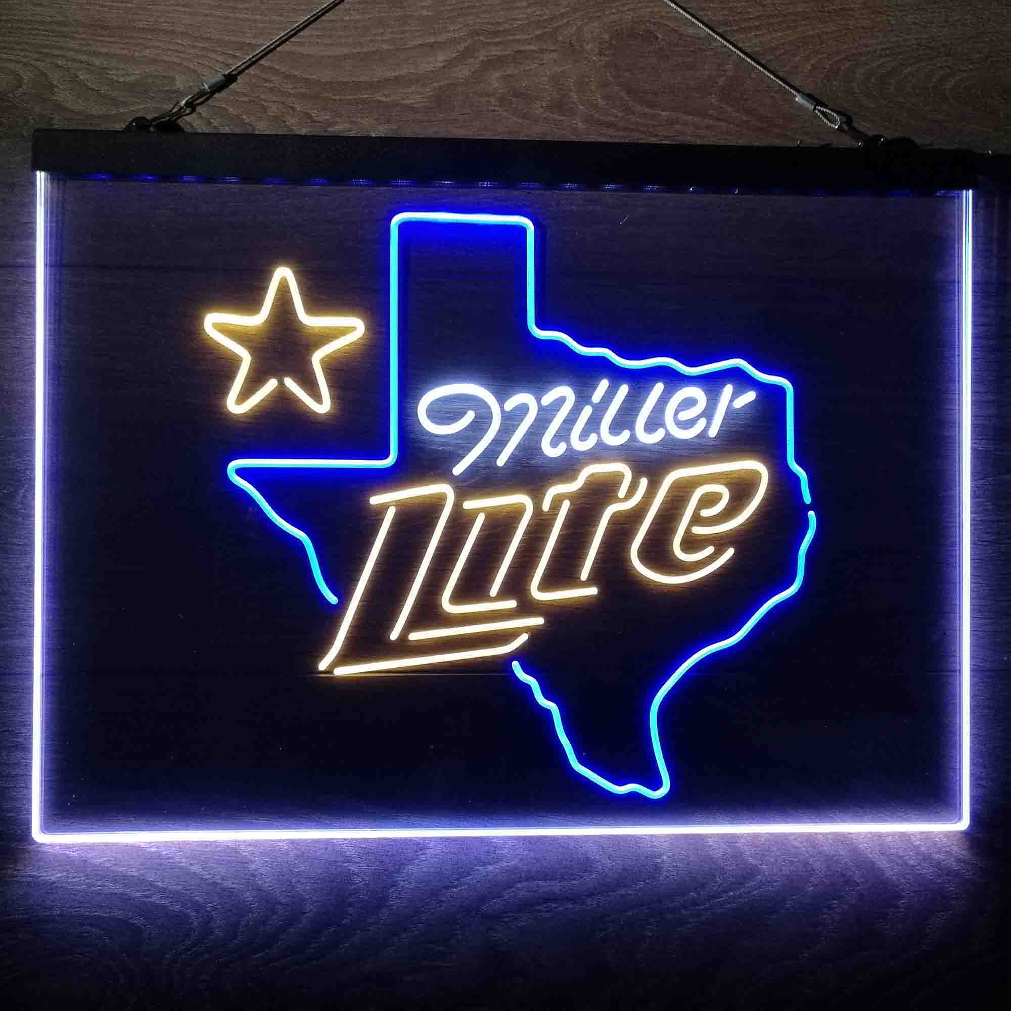 Miller Texas Star Beer Neon 3-Color LED Sign - Image 5