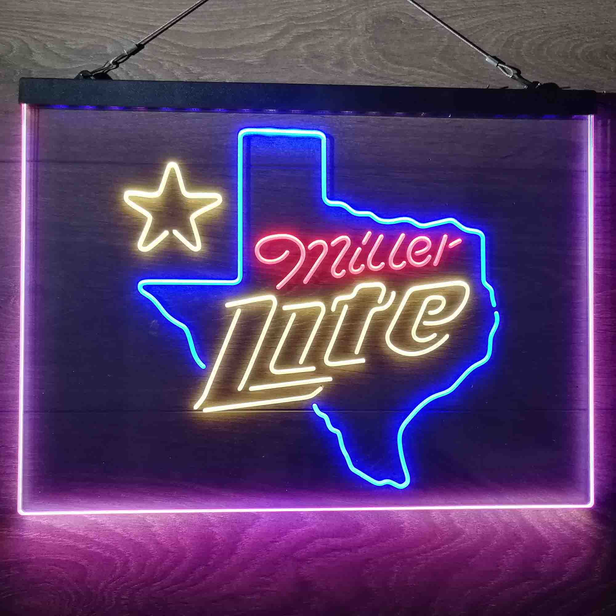 Miller Texas Star Beer Neon 3-Color LED Sign - Image 6