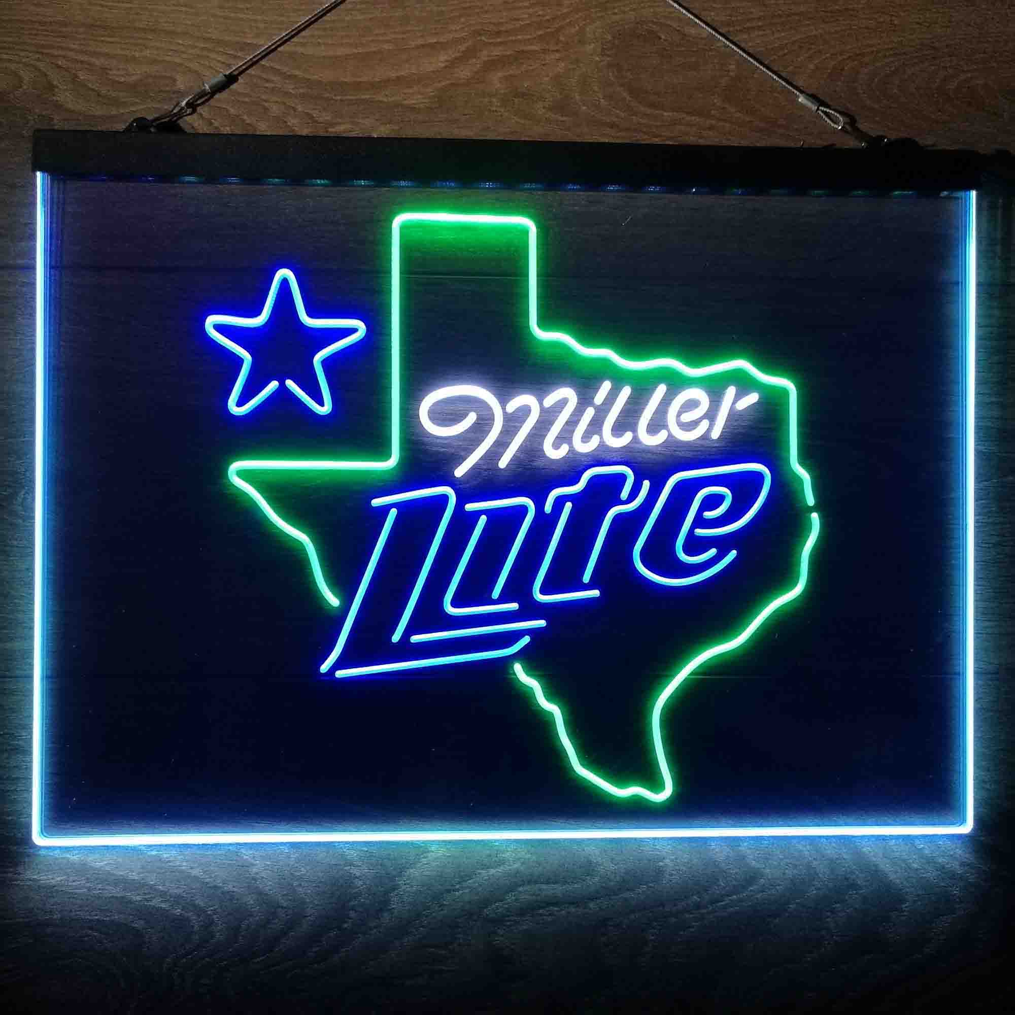 Miller Texas Star Beer Neon 3-Color LED Sign - Image 9
