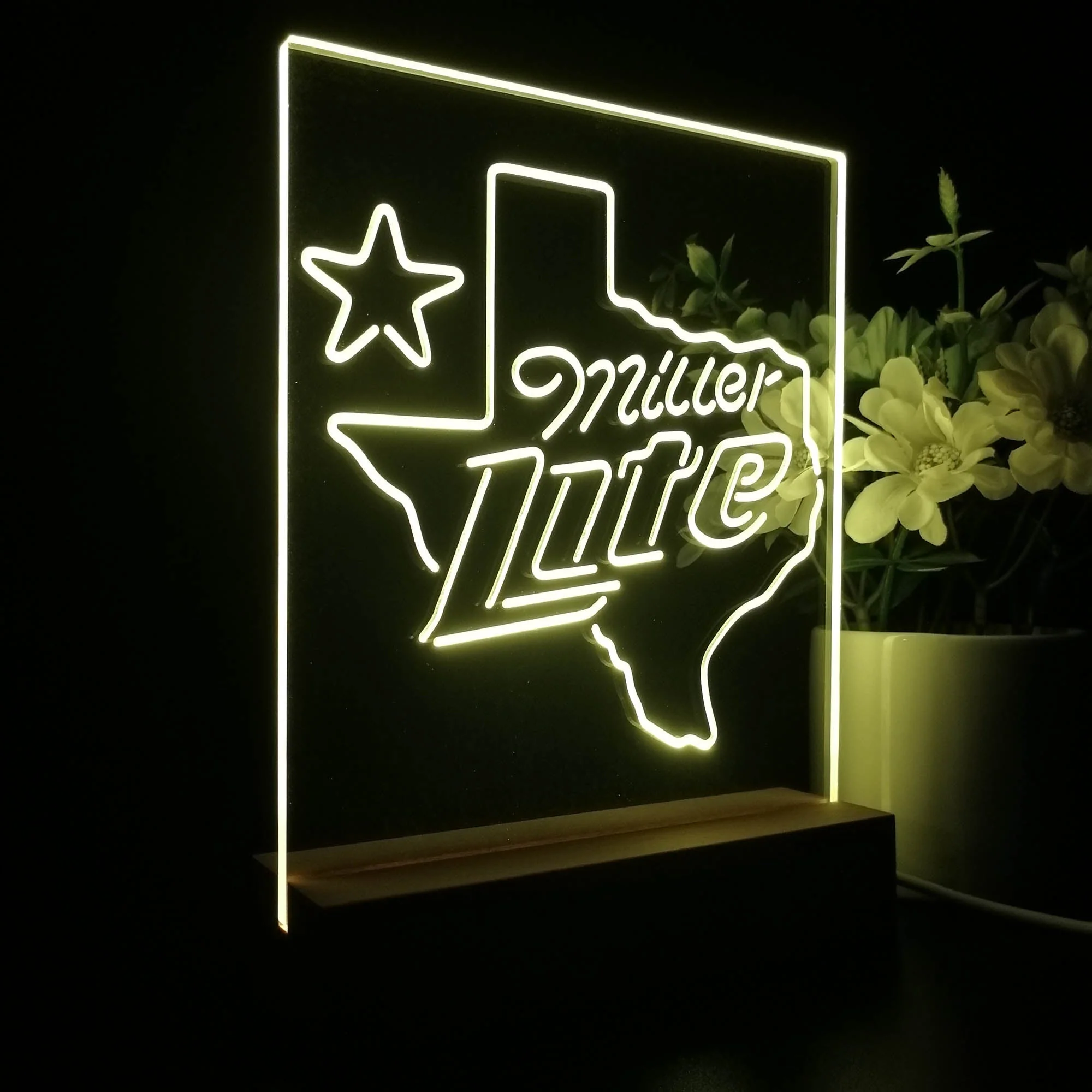 Miller Texas Star Beer 3D Illusion Night Light Desk Lamp - Image 7