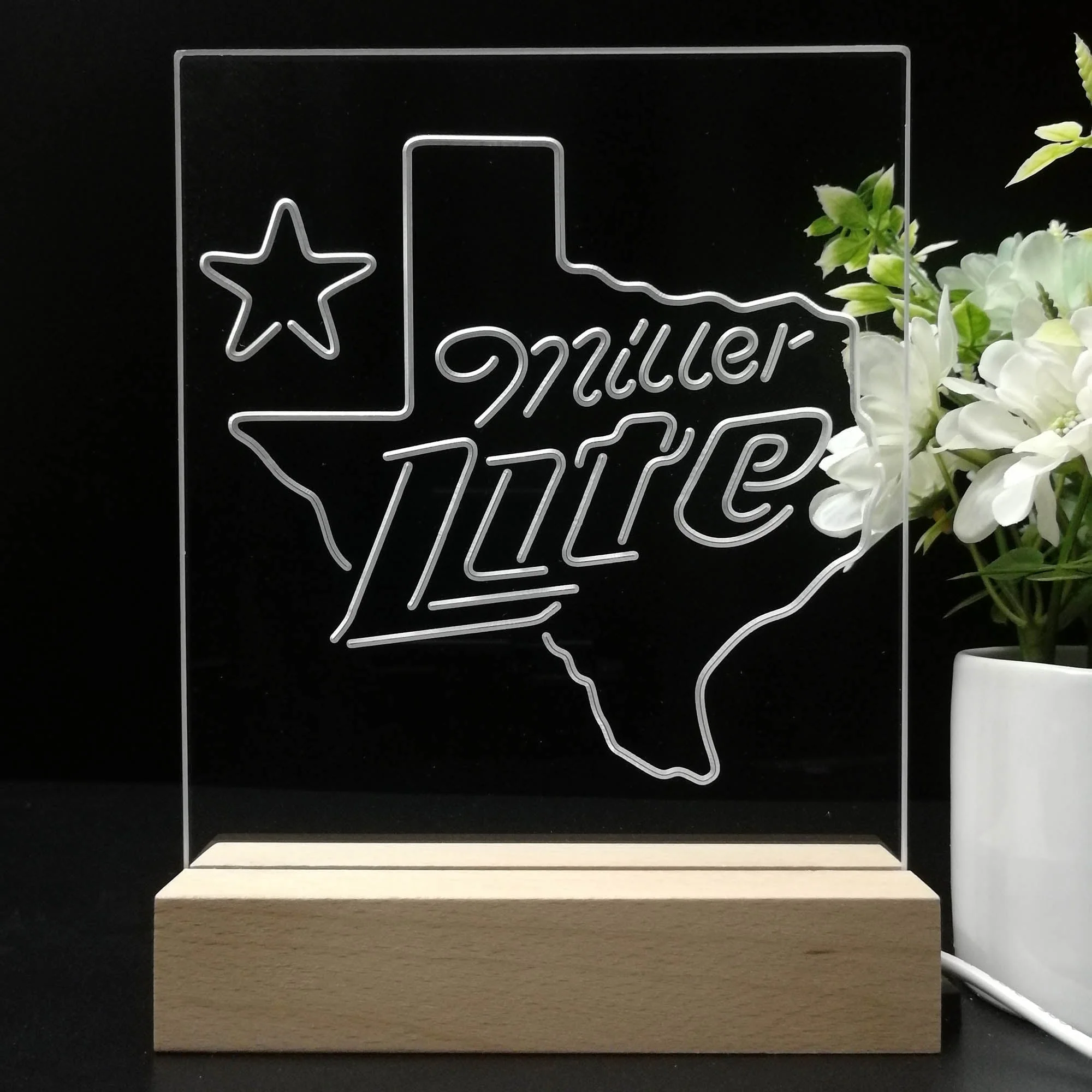 Miller Texas Star Beer 3D Illusion Night Light Desk Lamp - Image 8