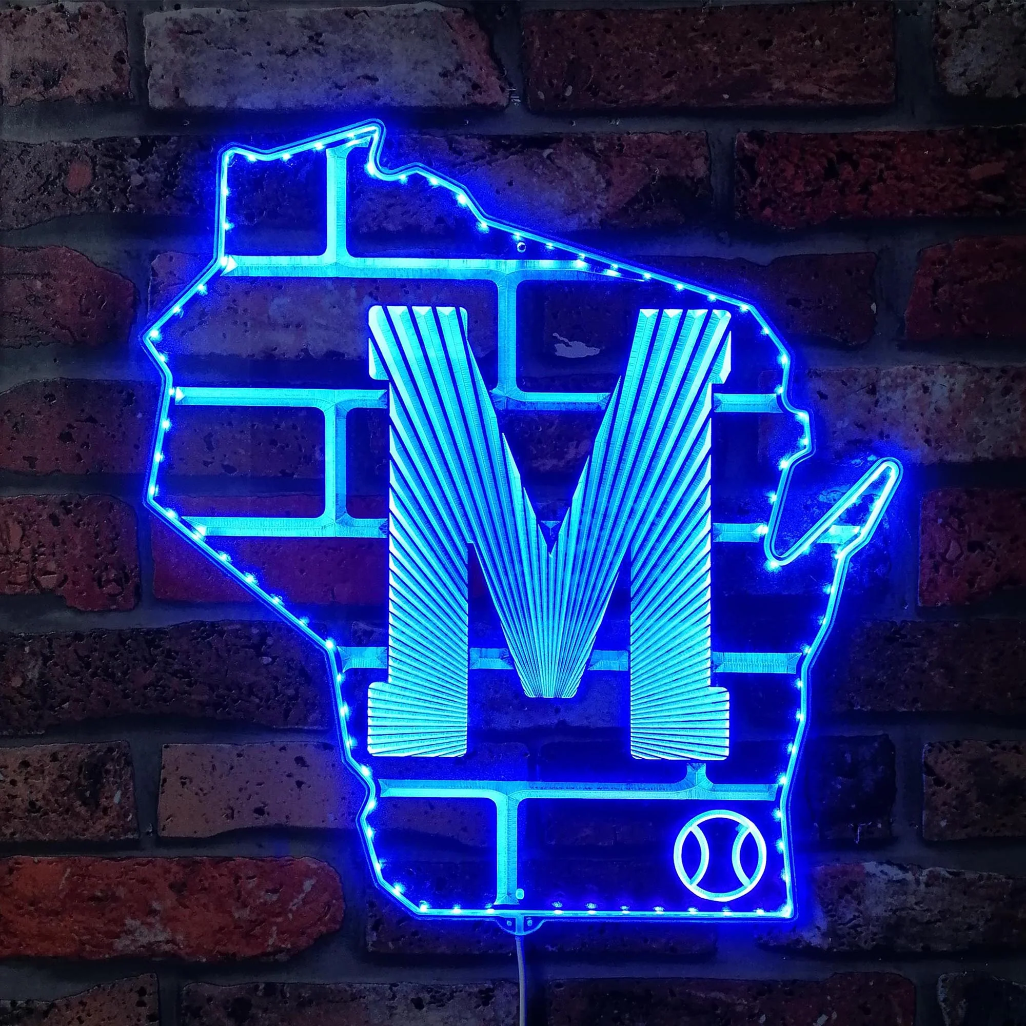 Milwaukee Brewers Classic Baseball State Logo Neon LED Sign with Dynamic RGB Colors - Image 4