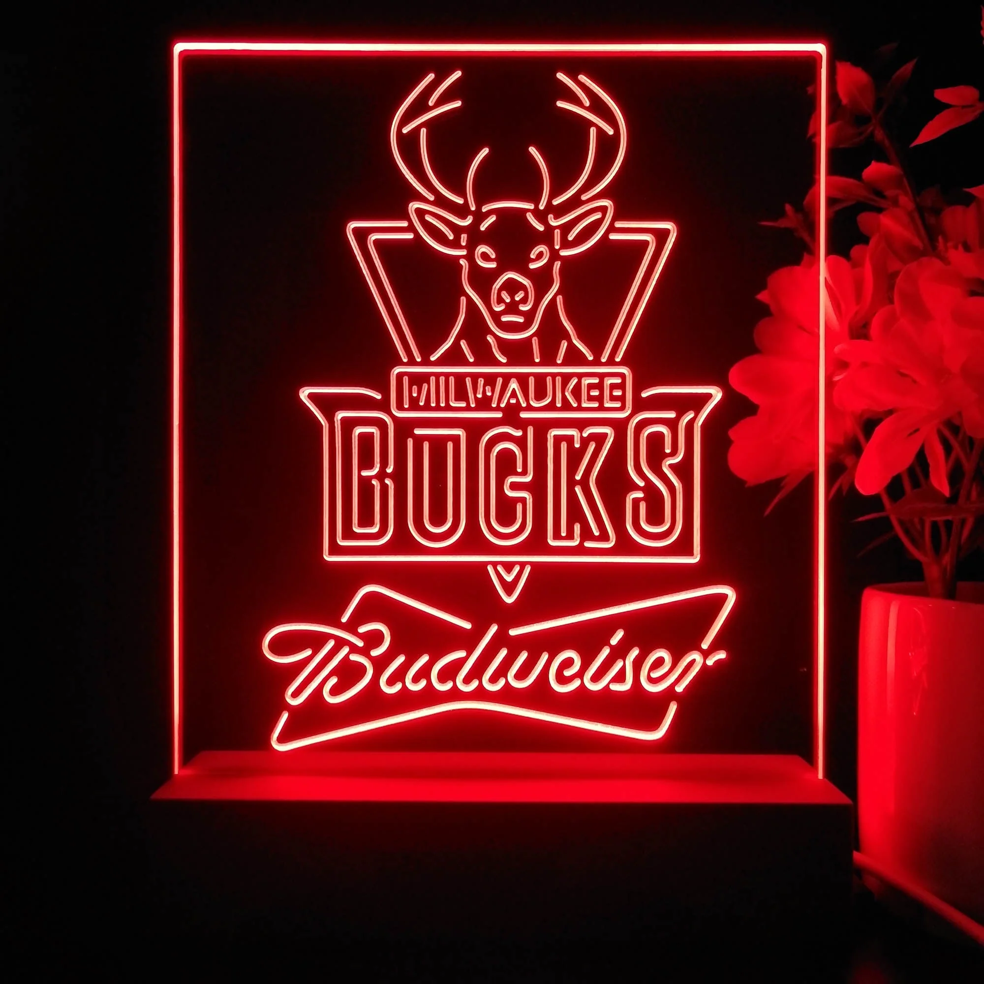 Milwaukee Bucks Budweiser Neon Sign Pub Bar Lamp
