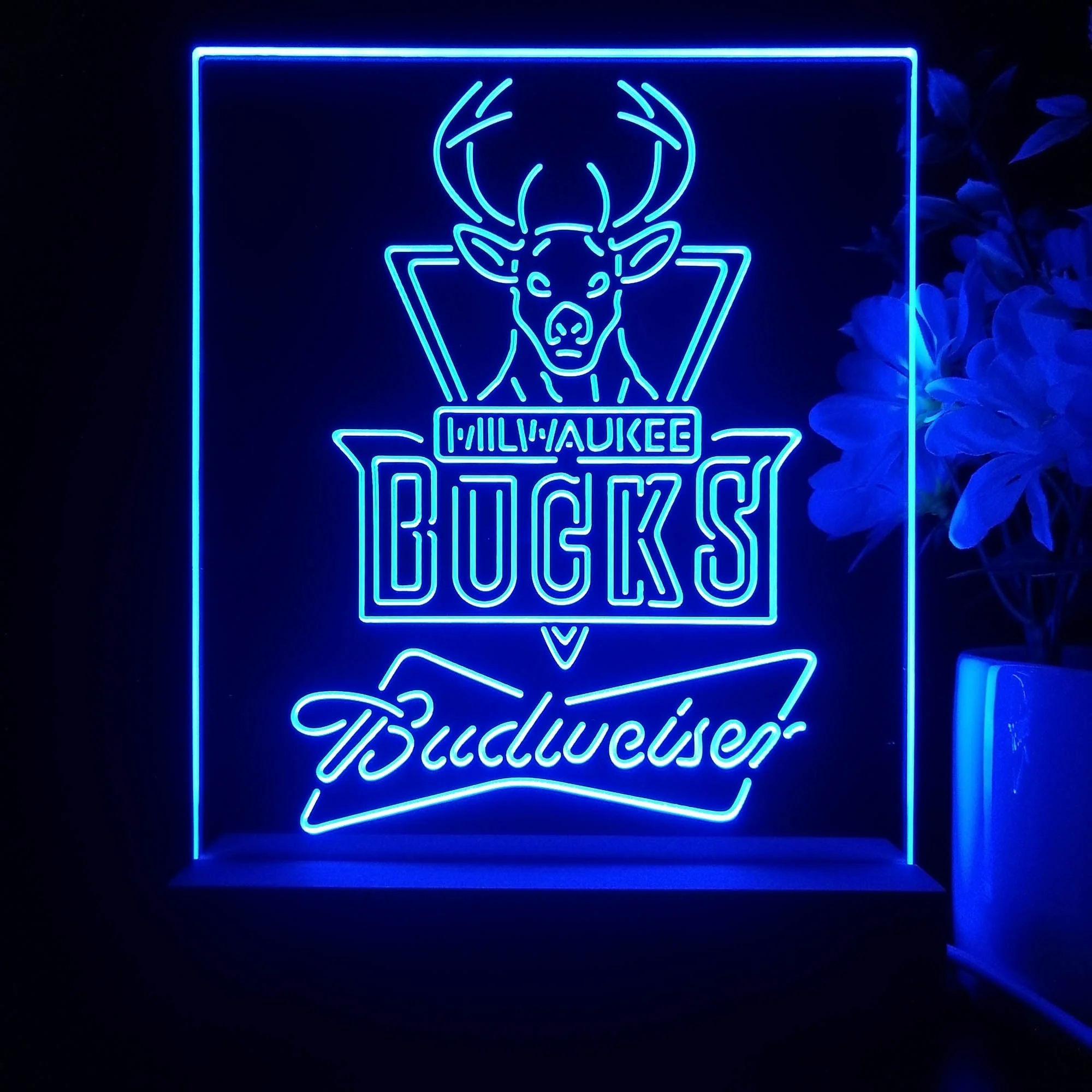 Milwaukee Bucks Budweiser Neon Sign Pub Bar Lamp - Image 4