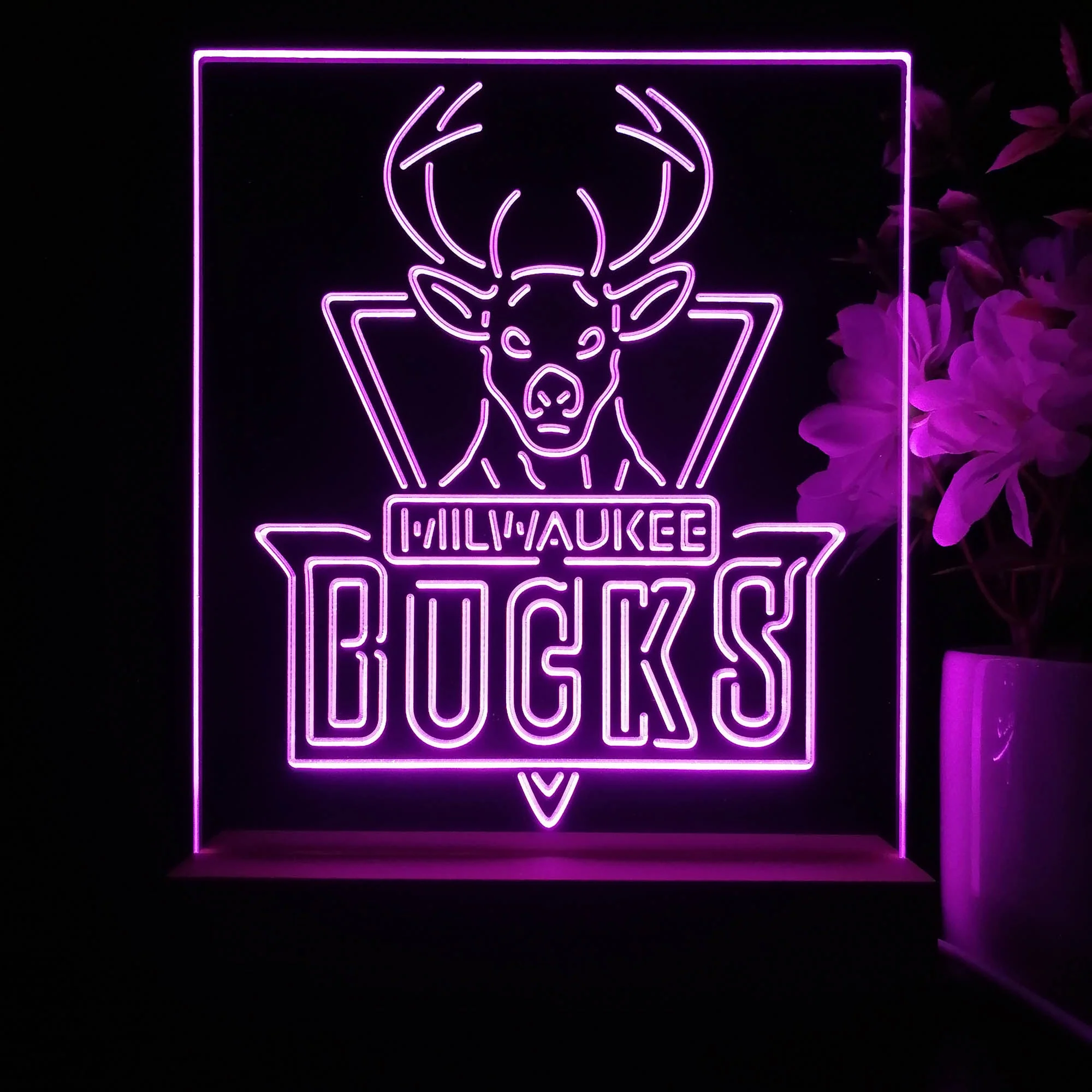 Milwaukee Bucks Night Light Neon Pub Bar Lamp - Image 3