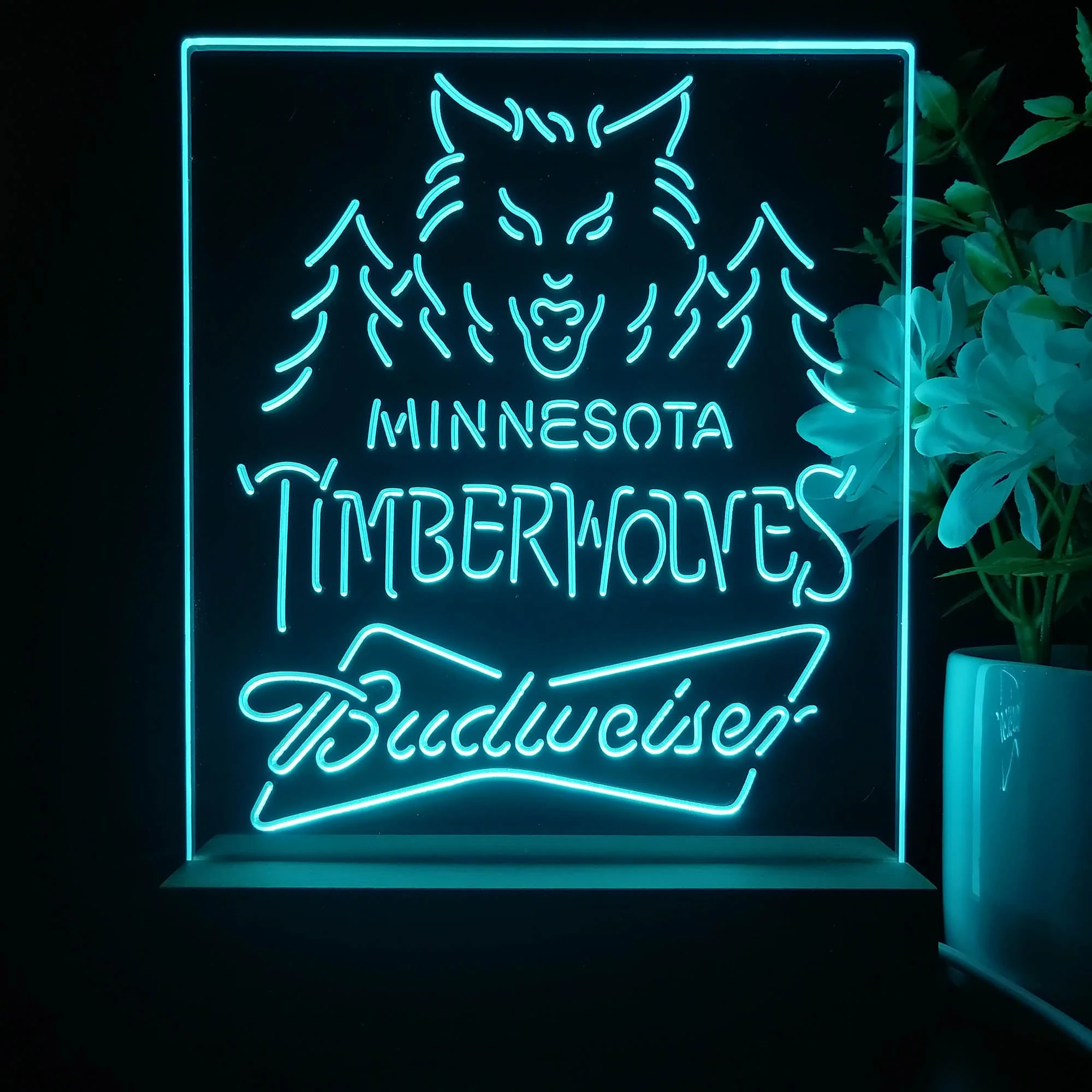 Minnesota Timberwolves Budweiser Neon Sign Pub Bar Lamp - Image 3