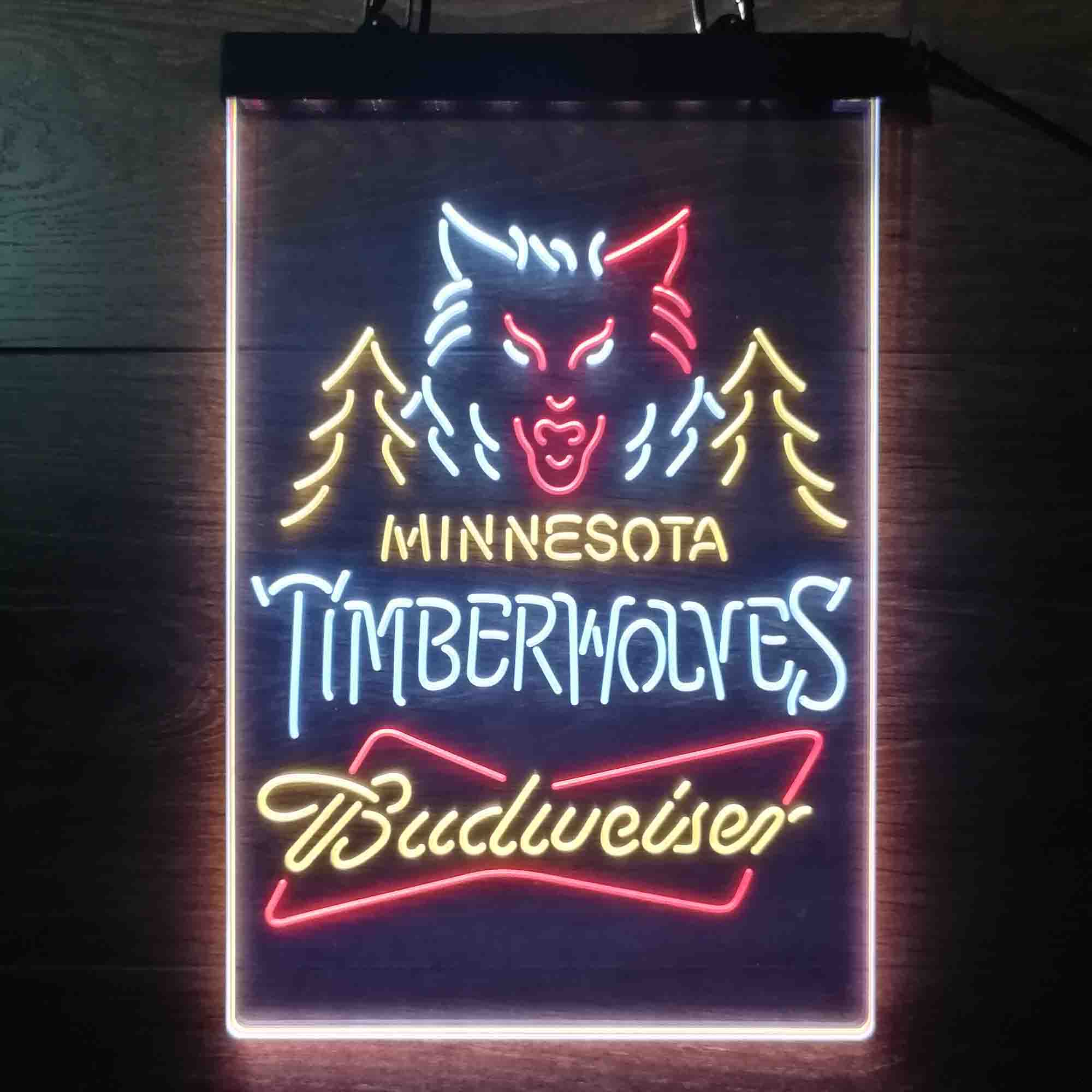 Minnesota Timberwolves Nba Budweiser Neon LED Sign 3 Colors - Image 12