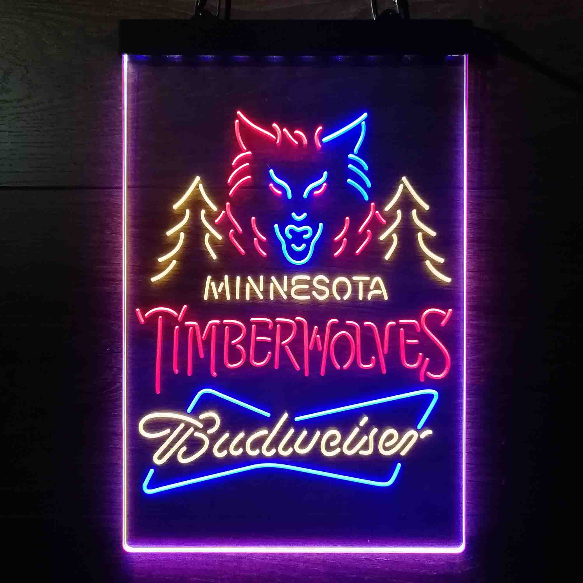 Minnesota Timberwolves Nba Budweiser Neon LED Sign 3 Colors - Image 3