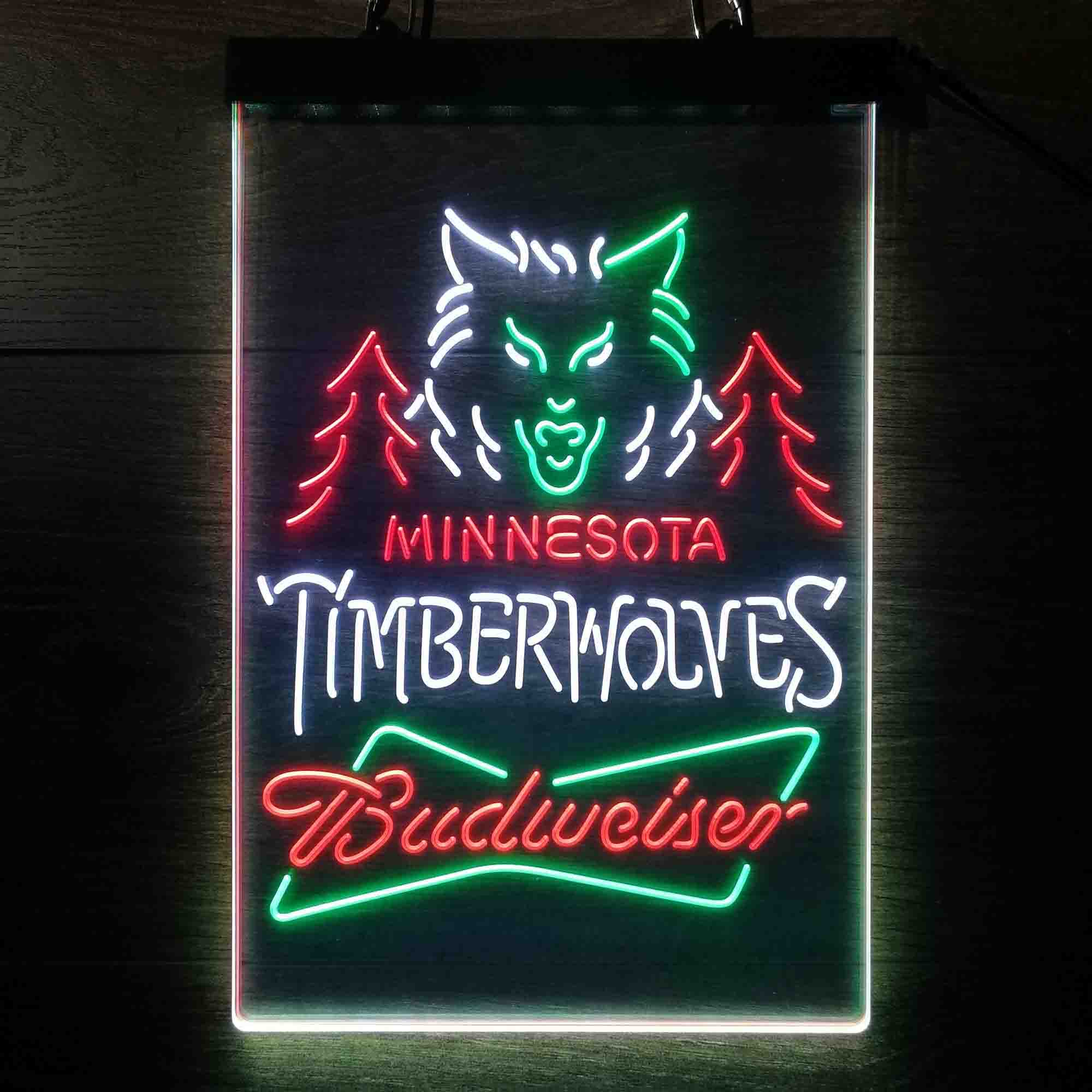 Minnesota Timberwolves Nba Budweiser Neon LED Sign 3 Colors - Image 4