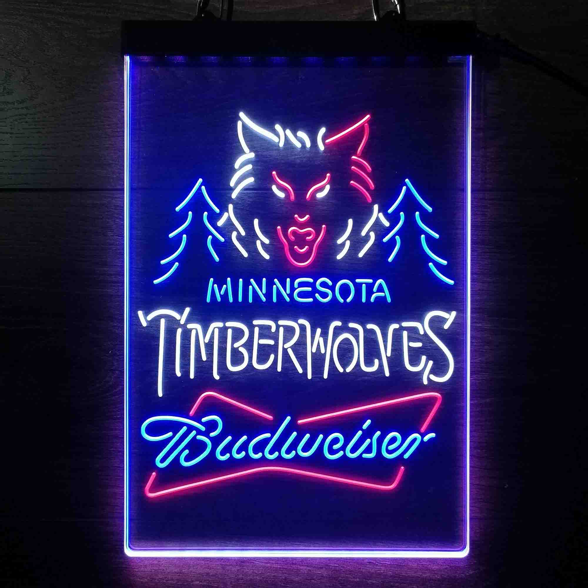 Minnesota Timberwolves Nba Budweiser Neon LED Sign 3 Colors - Image 5