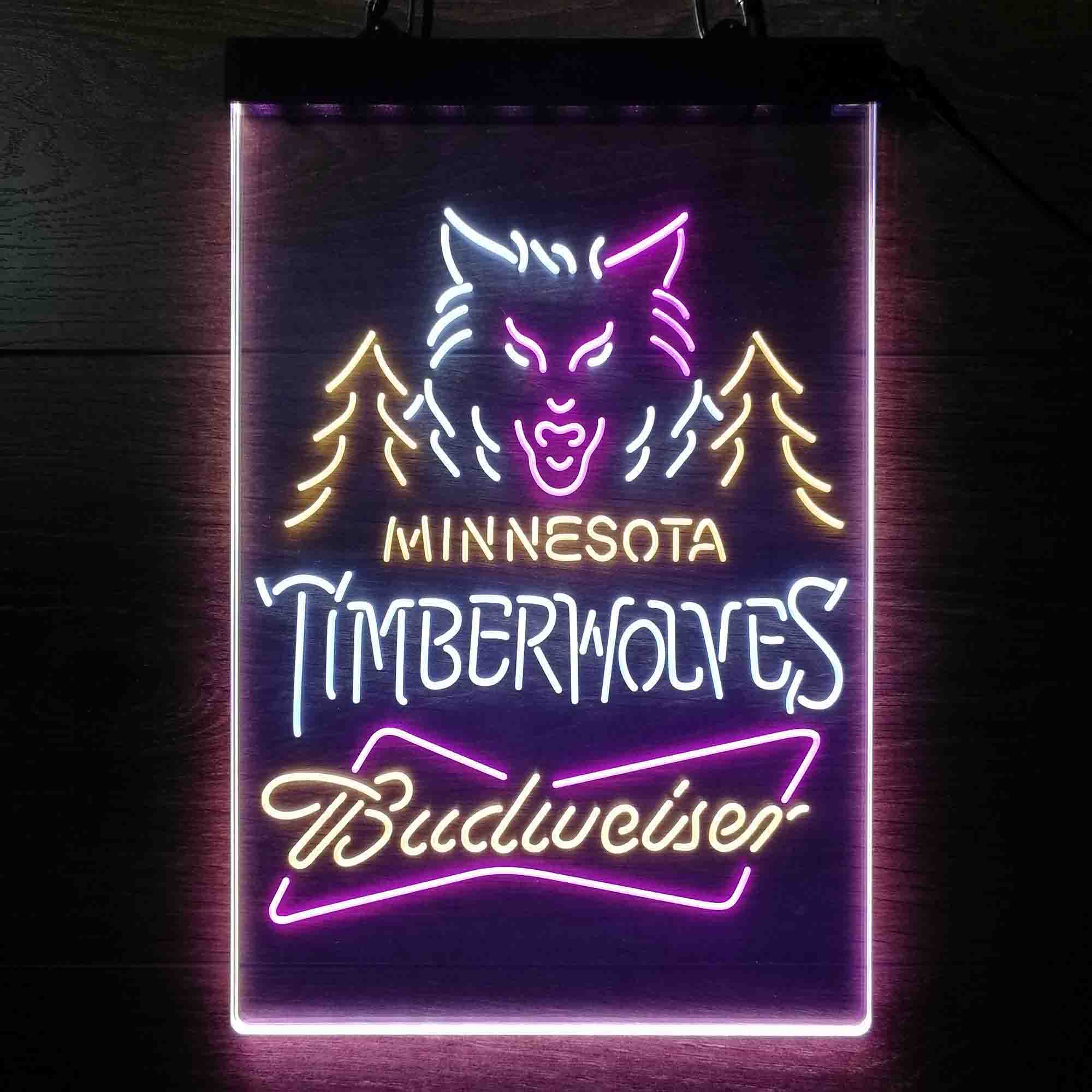 Minnesota Timberwolves Nba Budweiser Neon LED Sign 3 Colors - Image 7