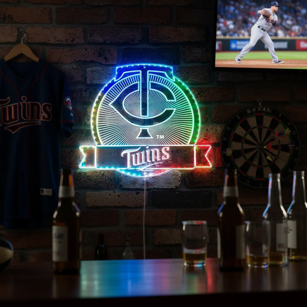 Minnesota Twins Neon LED Sign with Dynamic RGB Colors - Image 8