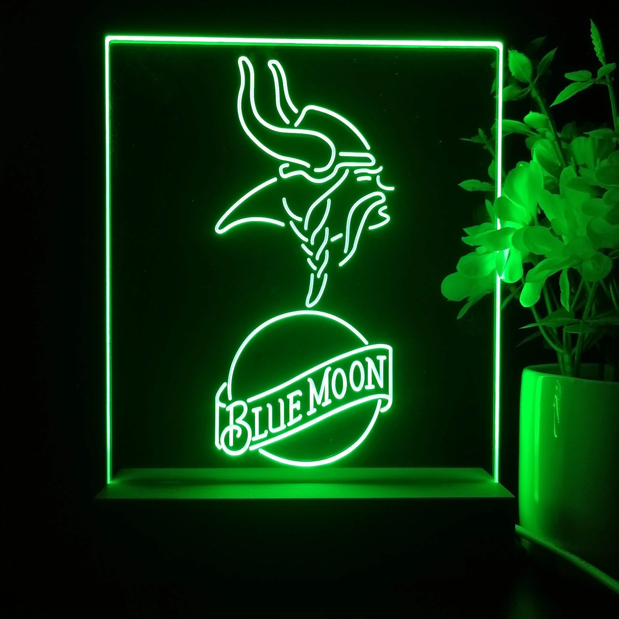 Minnesota Vikings Blue Moon Neon Sign Pub Bar Lamp - Image 2