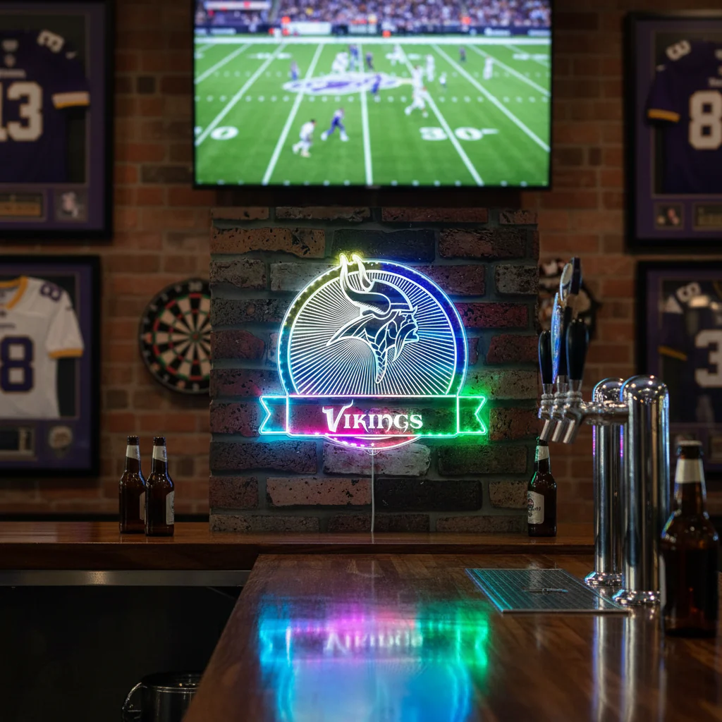 Minnesota Vikings Neon LED Sign with Dynamic RGB Colors - Image 8
