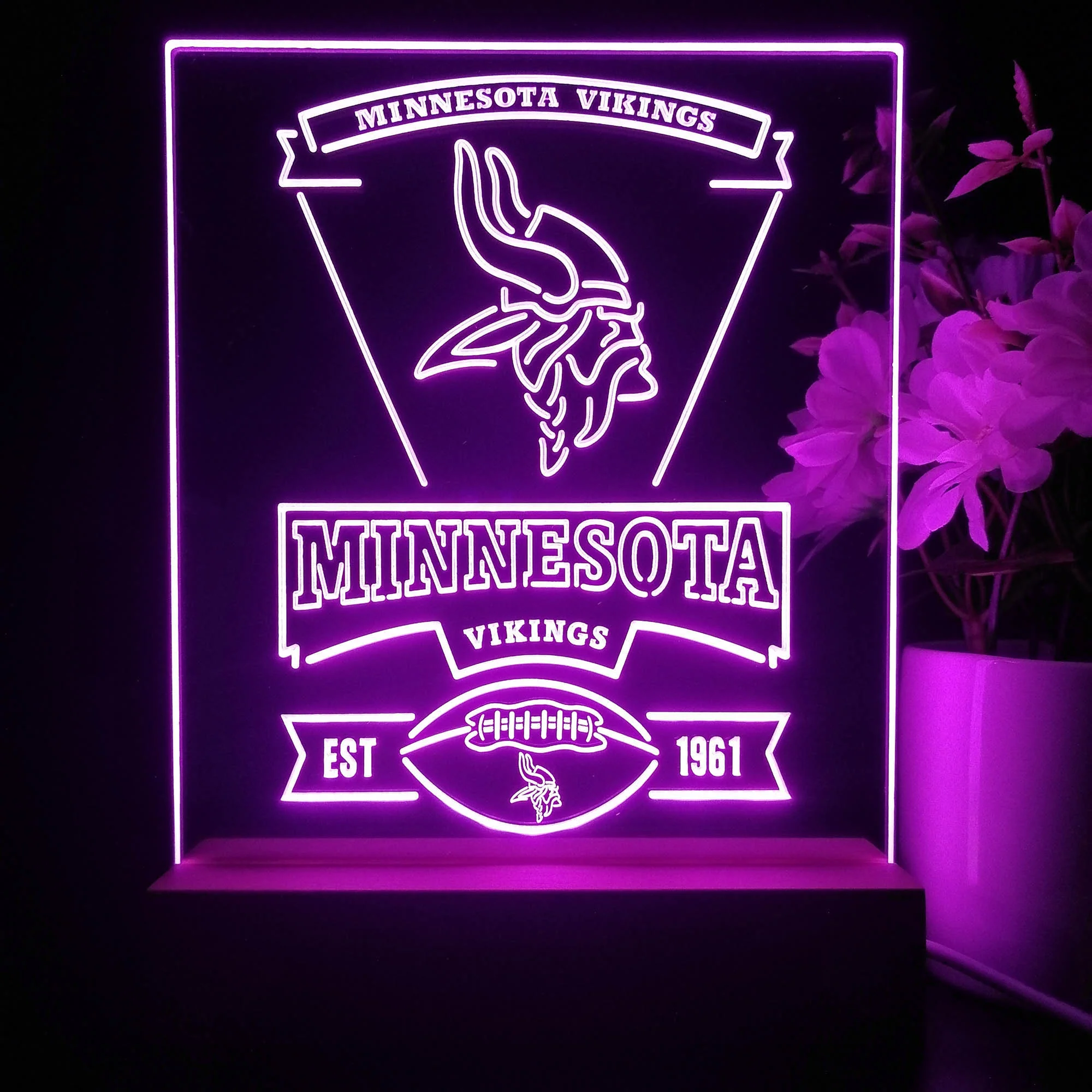 Minnesota Vikings Souvenir Neon Sign Pub Bar Lamp - Image 3