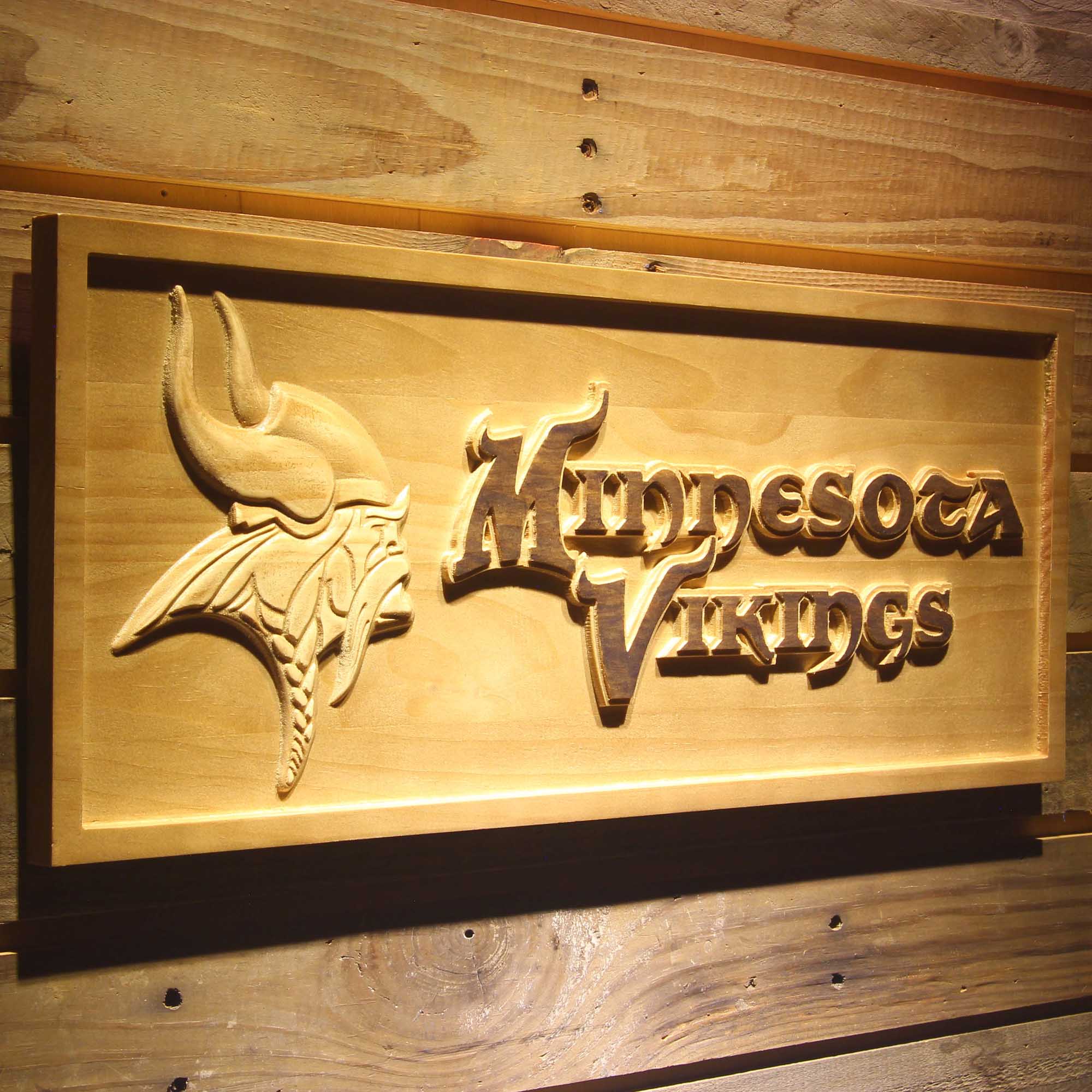 Minnesota Vikings  3D Solid Wooden Craving Sign - Image 2