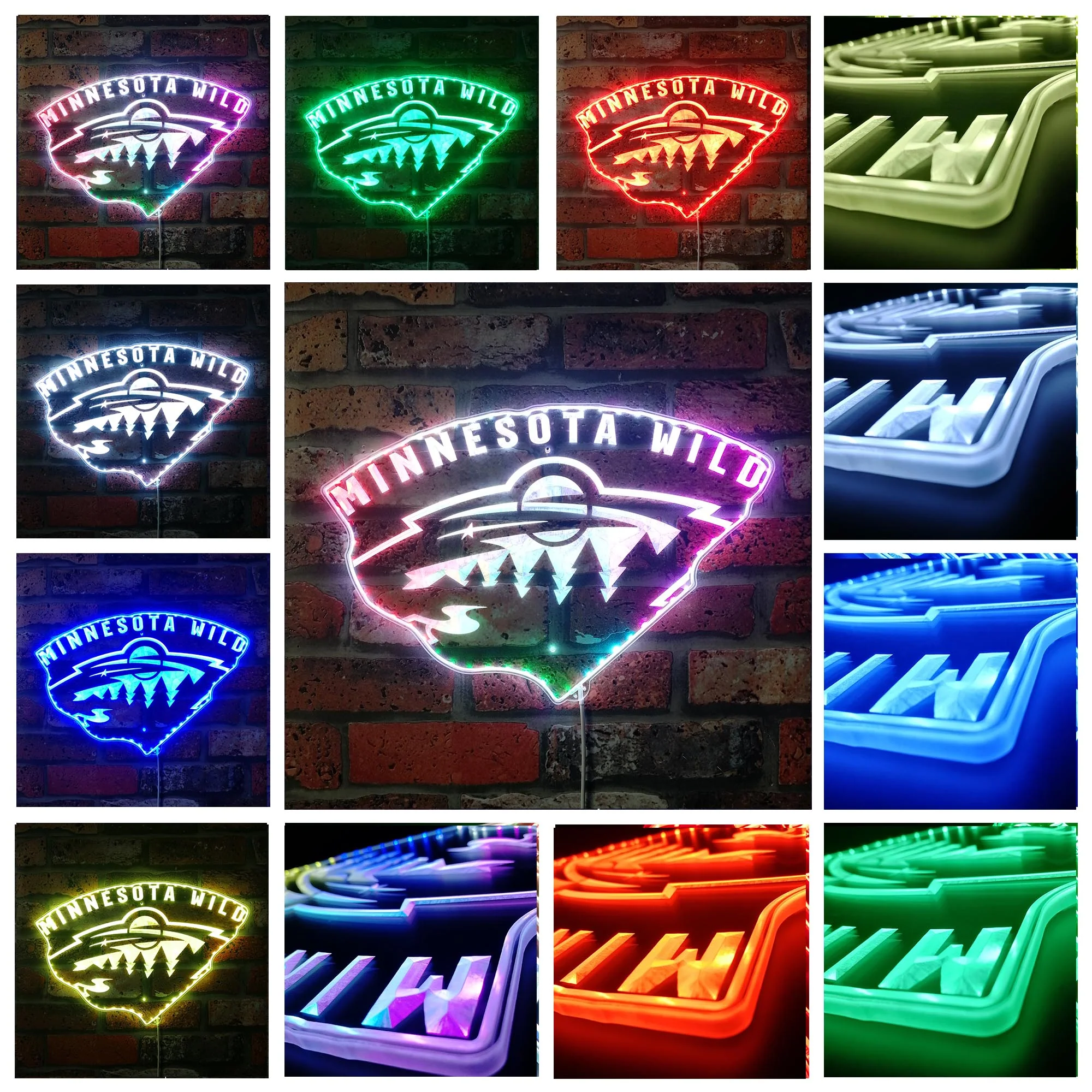 Minnesota Wild Neon LED Sign with Dynamic RGB Colors - Image 2