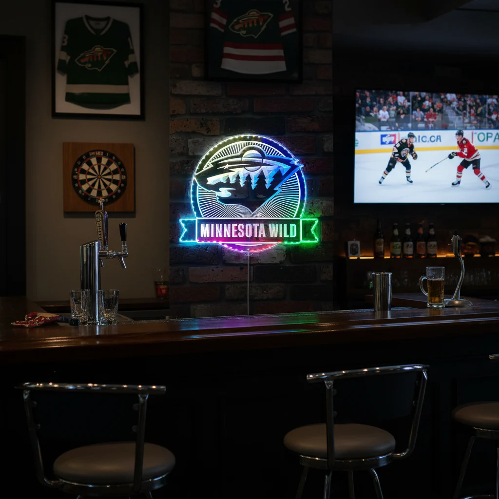 Minnesota Wild Neon LED Sign with Dynamic RGB Colors - Image 8