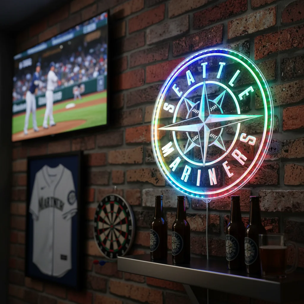 MLB Seattle Mariners Neon LED Sign with Dynamic RGB Colors - Image 8