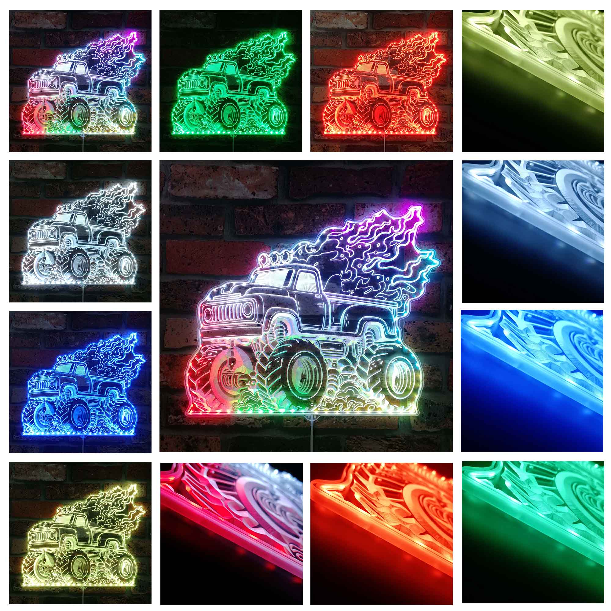 Monster Jam Truck Neon LED Sign with Dynamic RGB Colors - Image 2