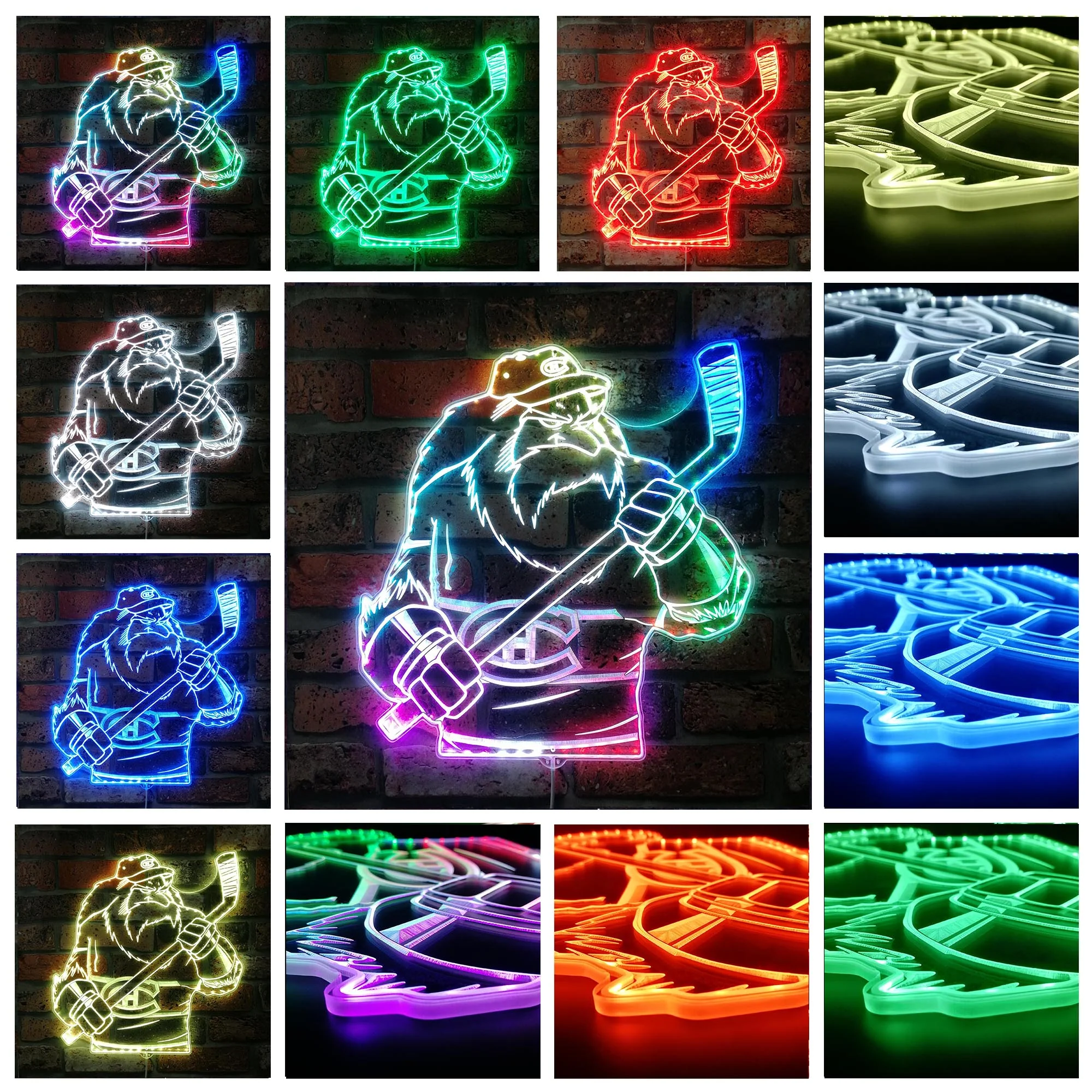 Montreal Canadiens Mascot Neon LED Sign with Dynamic RGB Colors - Image 2
