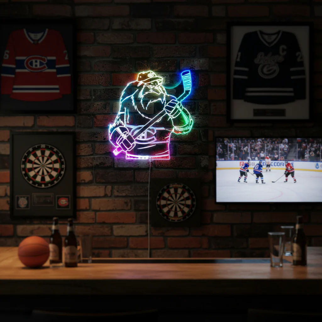 Montreal Canadiens Mascot Neon LED Sign with Dynamic RGB Colors - Image 8