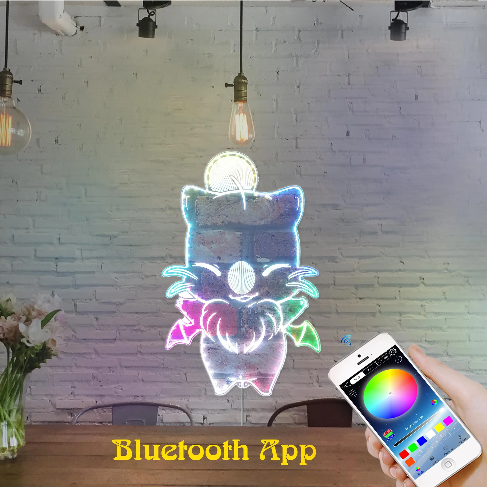 Moogle Kawaii Final Fantasy 7 Neon LED Sign with Dynamic RGB Colors - Image 7