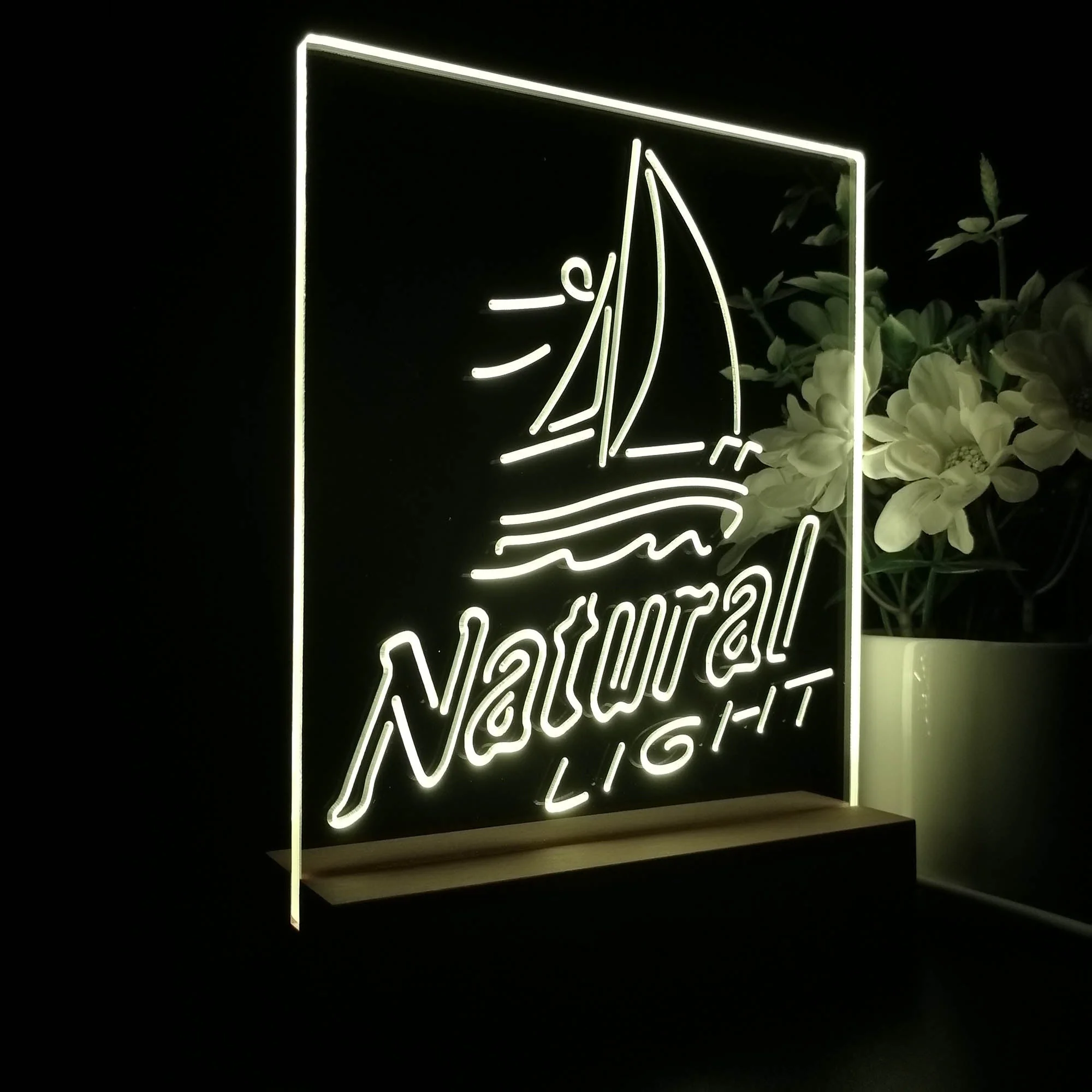 Natural Light Sailboat Night Light Neon Pub Bar Lamp - Image 5