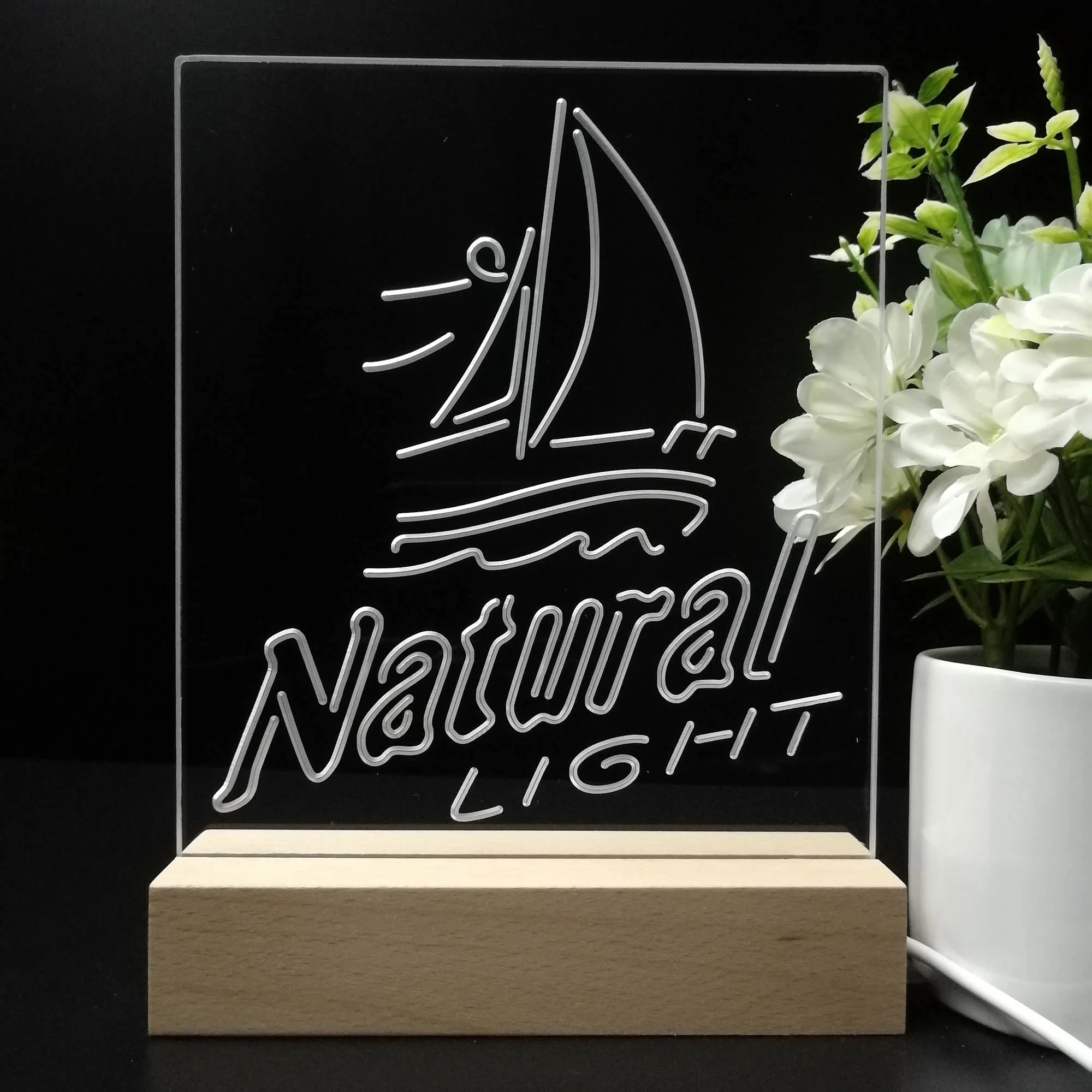 Natural Light Sailboat Night Light Neon Pub Bar Lamp - Image 8
