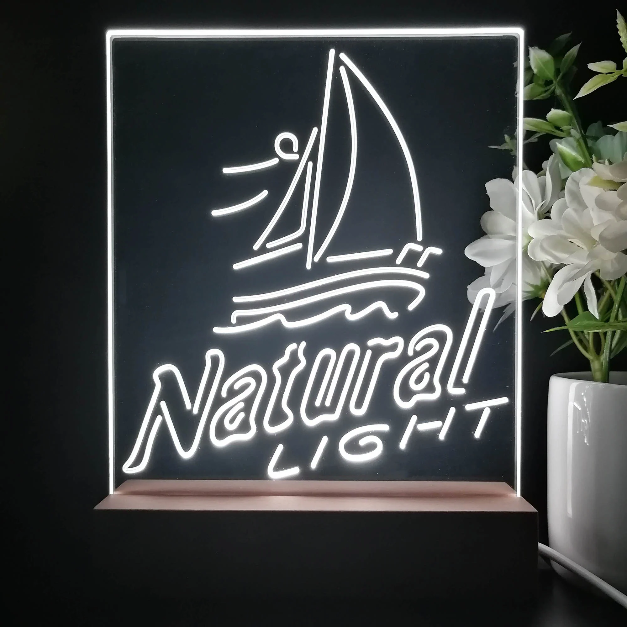 Natural Light Sailboat Night Light Neon Pub Bar Lamp - Image 4