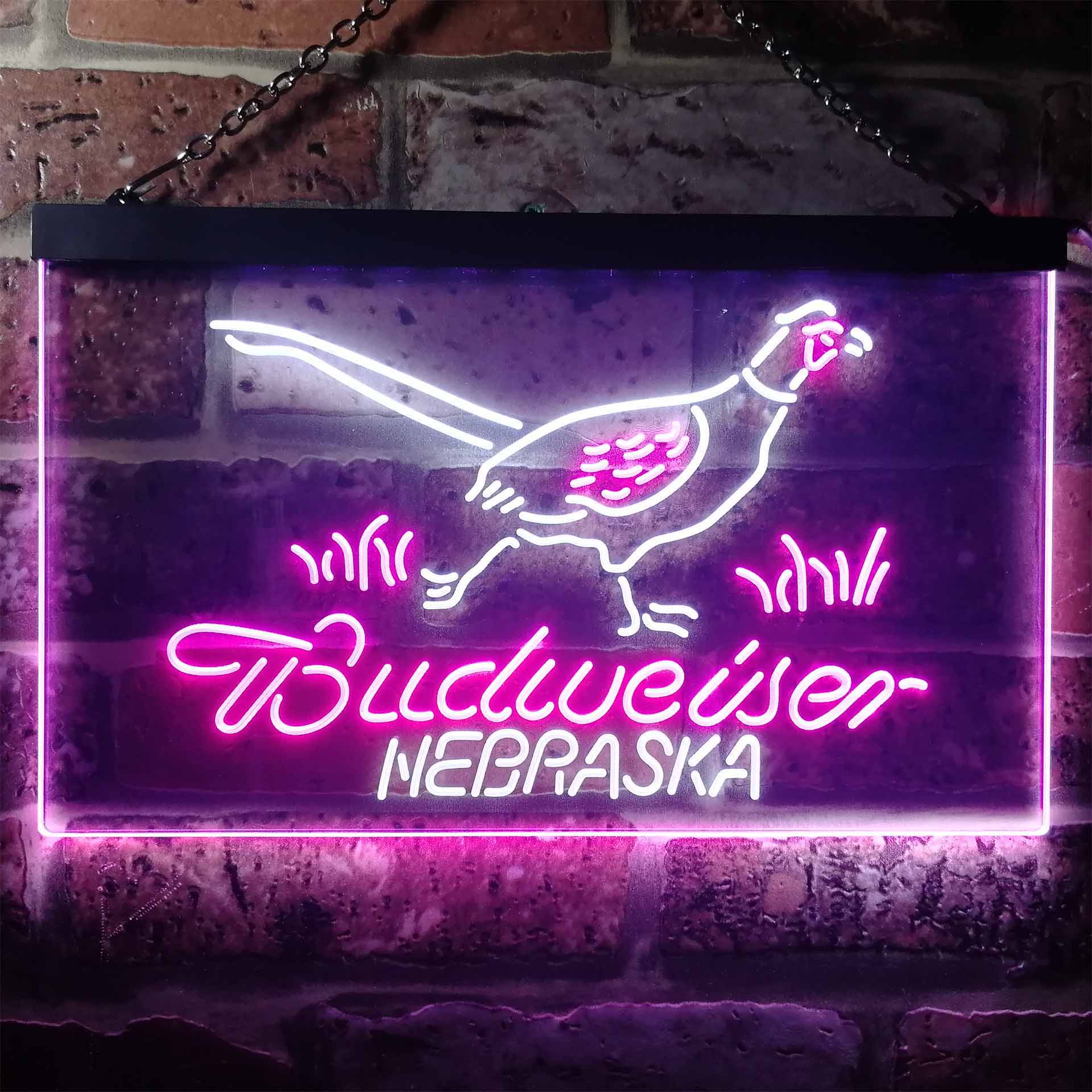 Nebraska Pheasant Hunter Budweiser's Home Bar Neon Light LED Sign - Image 13