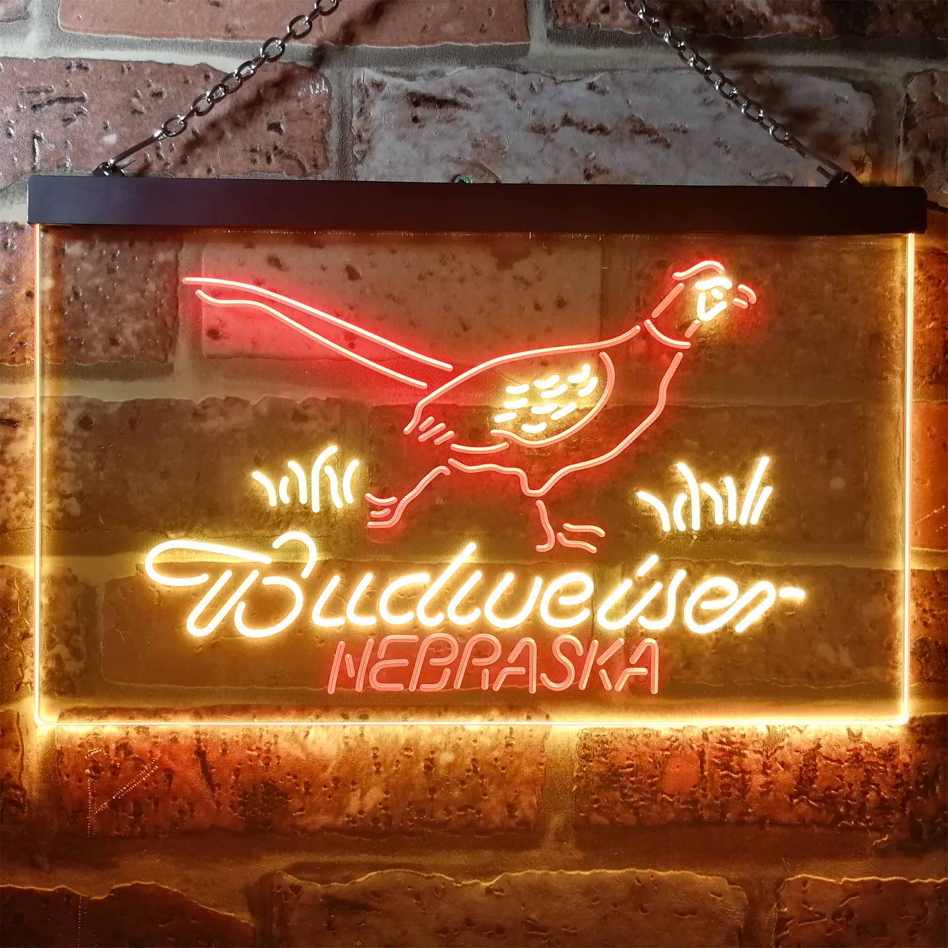 Nebraska Pheasant Hunter Budweiser's Home Bar Neon Light LED Sign - Image 6