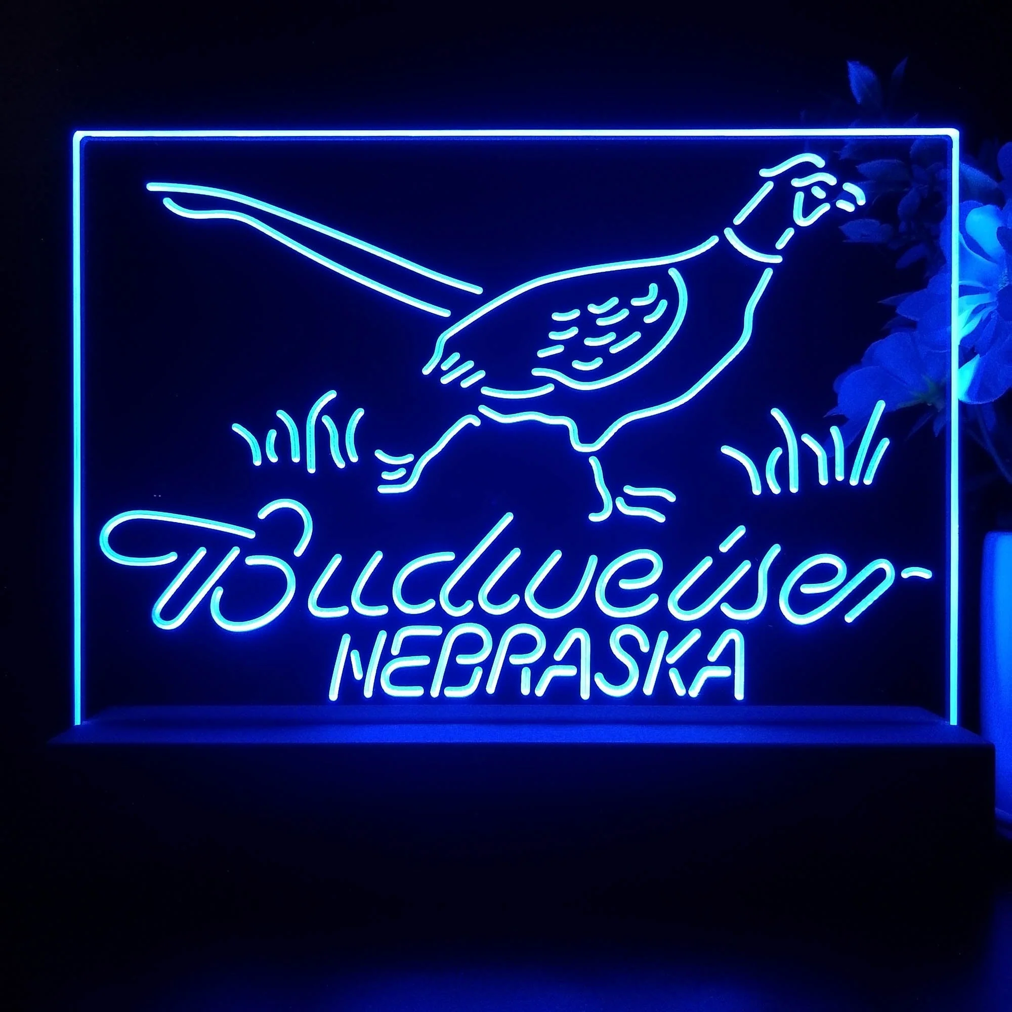 Nebraska Pheasant Hunter Budweiser's Neon Sign Pub Bar Lamp - Image 4