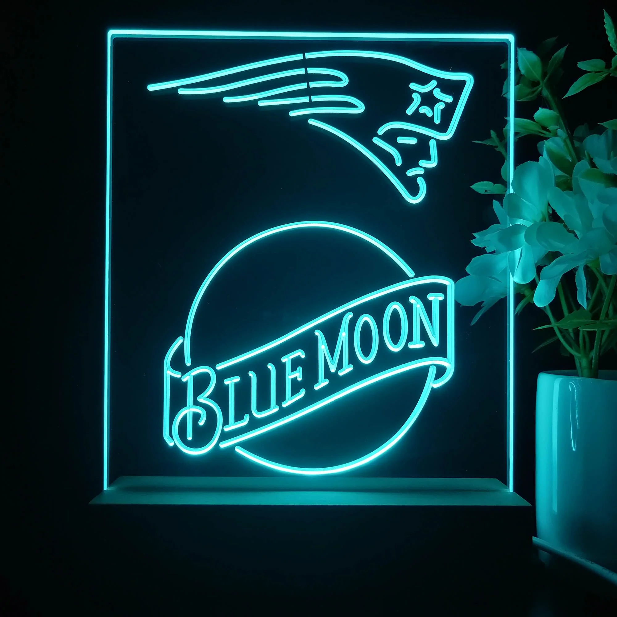 New England Patriots Blue Moon Neon Sign Pub Bar Lamp - Image 2