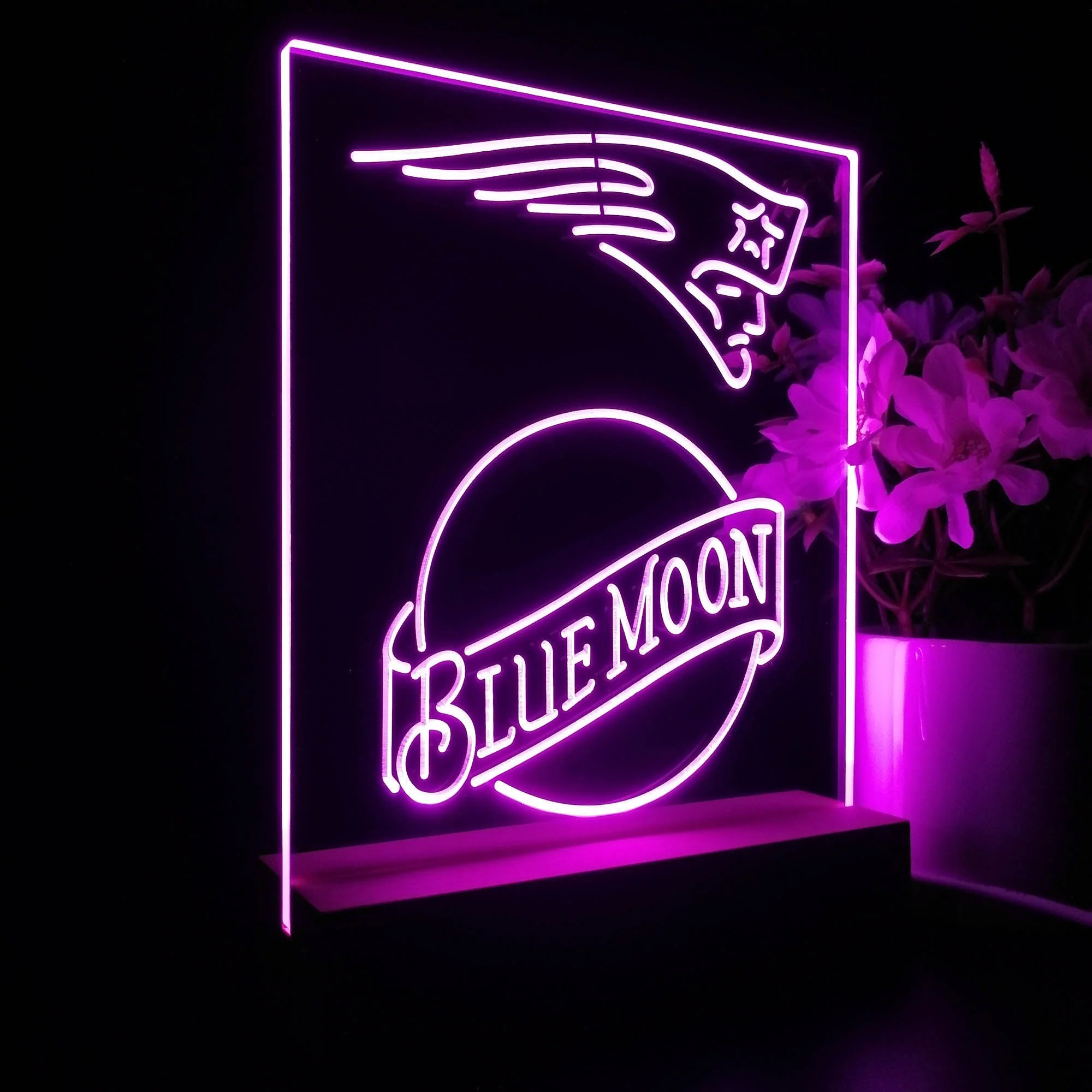 New England Patriots Blue Moon Neon Sign Pub Bar Lamp - Image 7