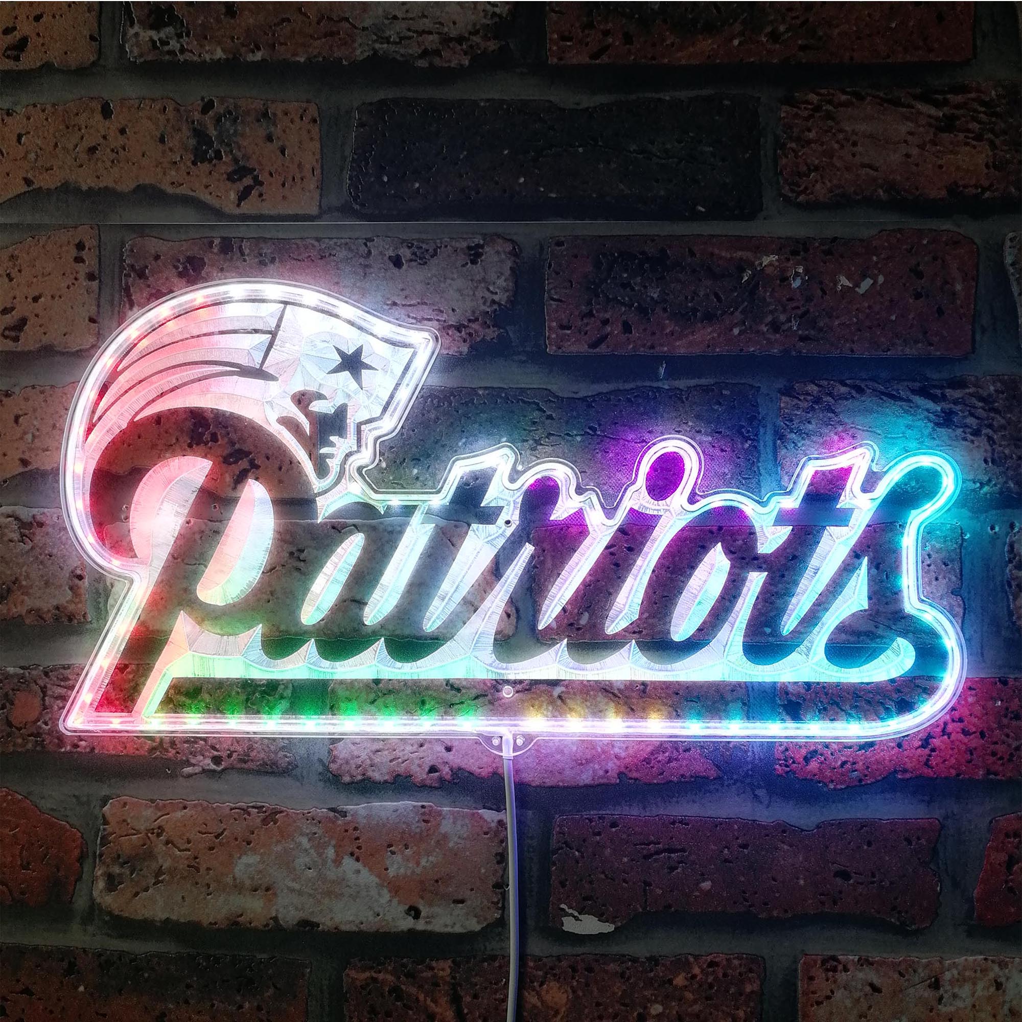 New England Patriots Neon LED Sign with Dynamic RGB Colors - Image 2