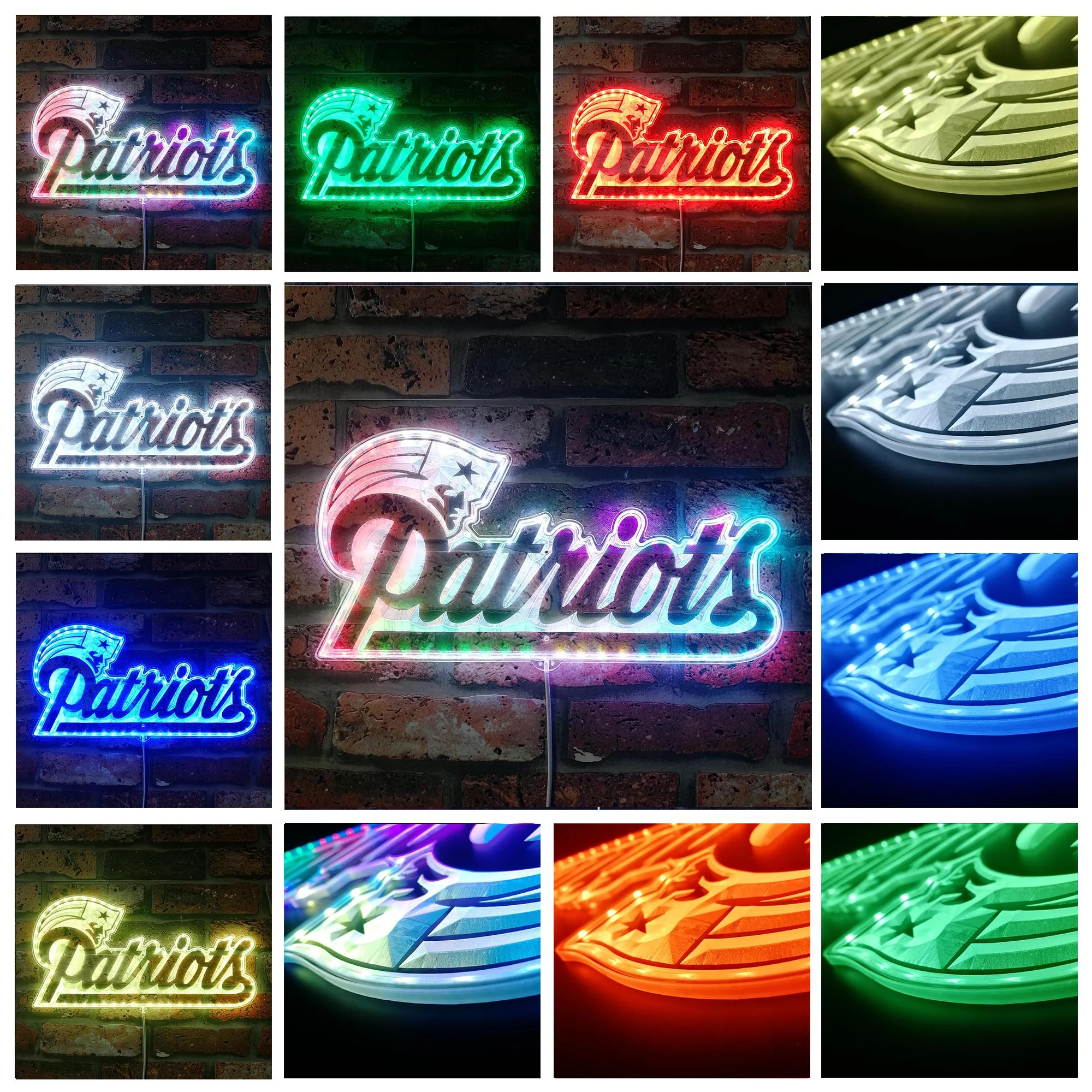 New England Patriots Neon LED Sign with Dynamic RGB Colors - Image 3