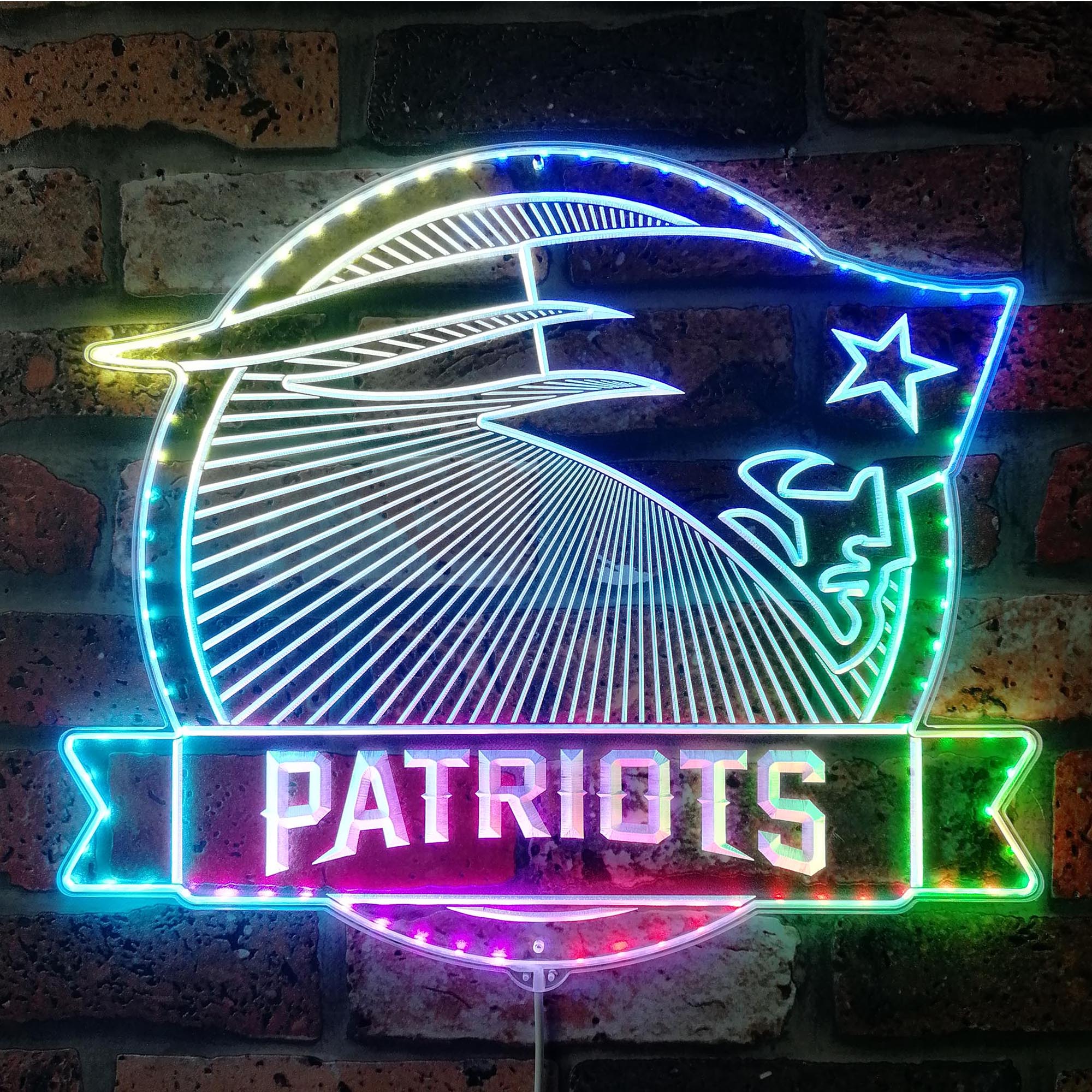 New England Patriots Neon LED Sign with Dynamic RGB Colors