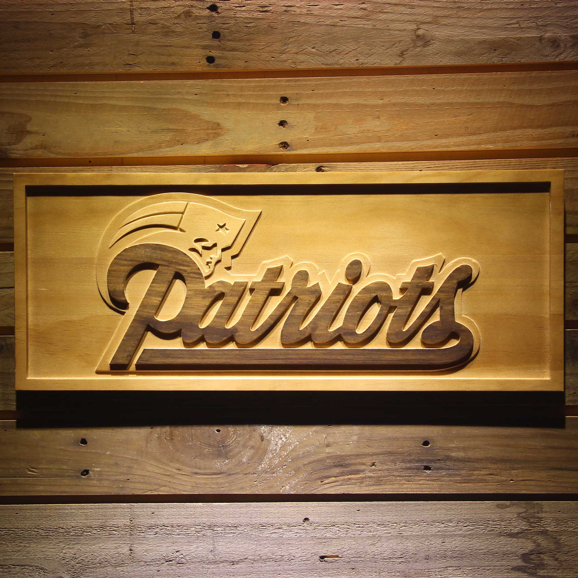 New England Patriots 3D Solid Wooden Craving Sign