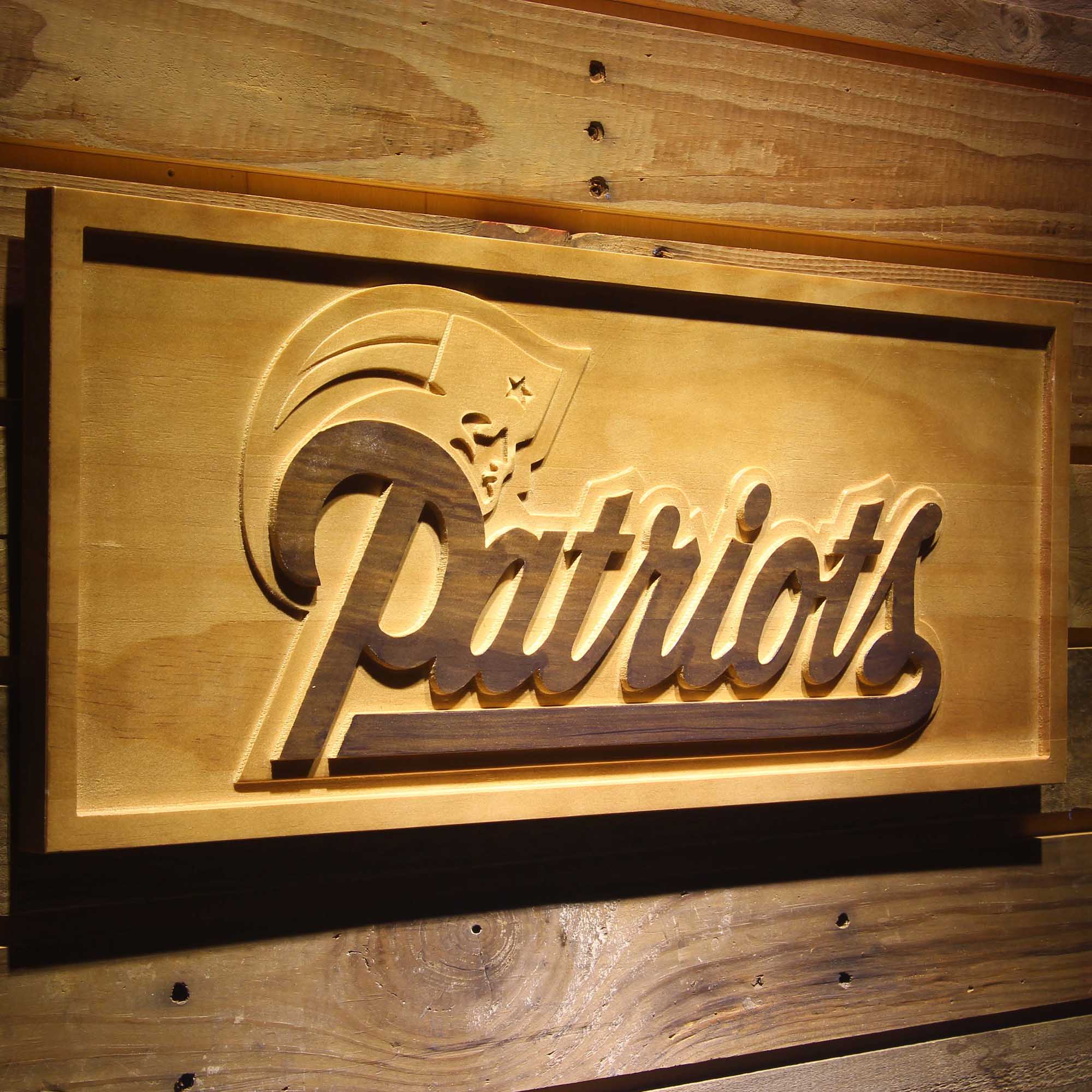 New England Patriots 3D Solid Wooden Craving Sign - Image 2