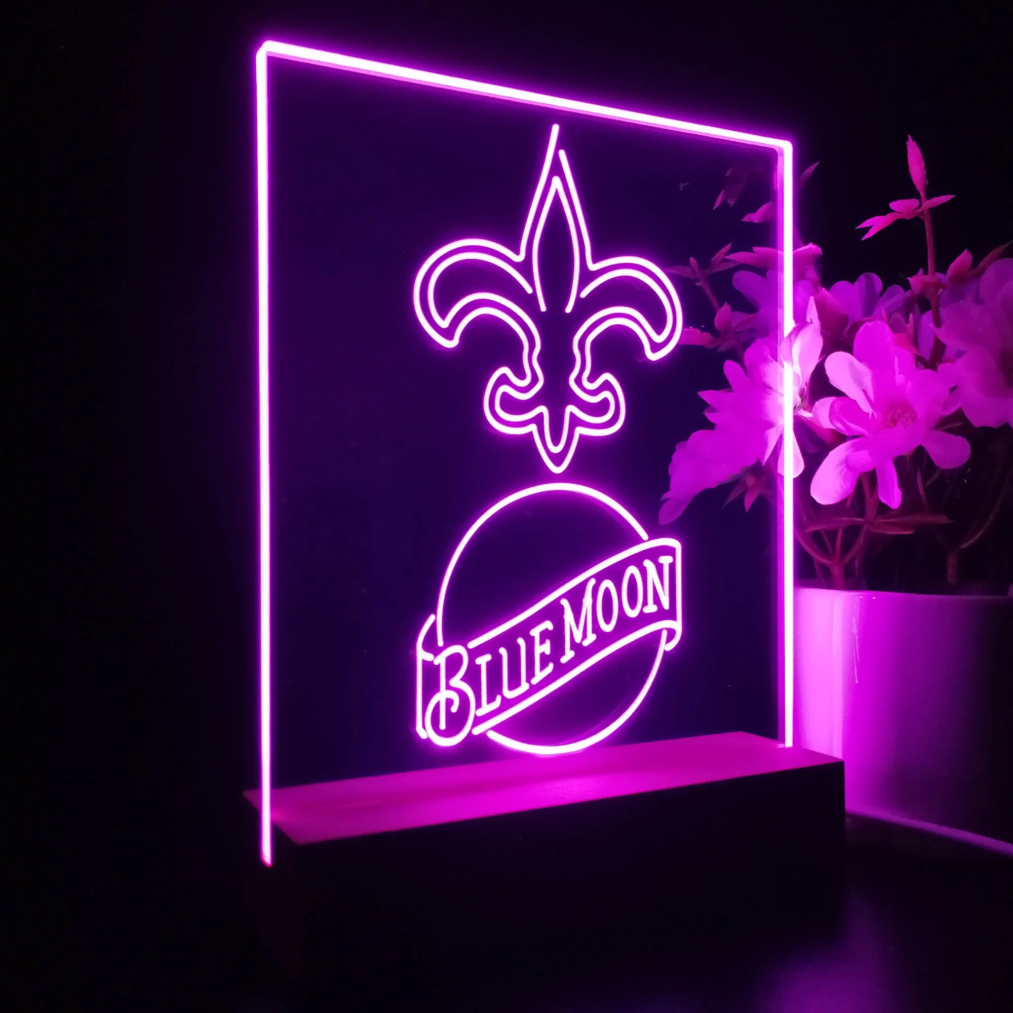 New Orleans Saints Blue Moon Neon Sign Pub Bar Lamp - Image 7