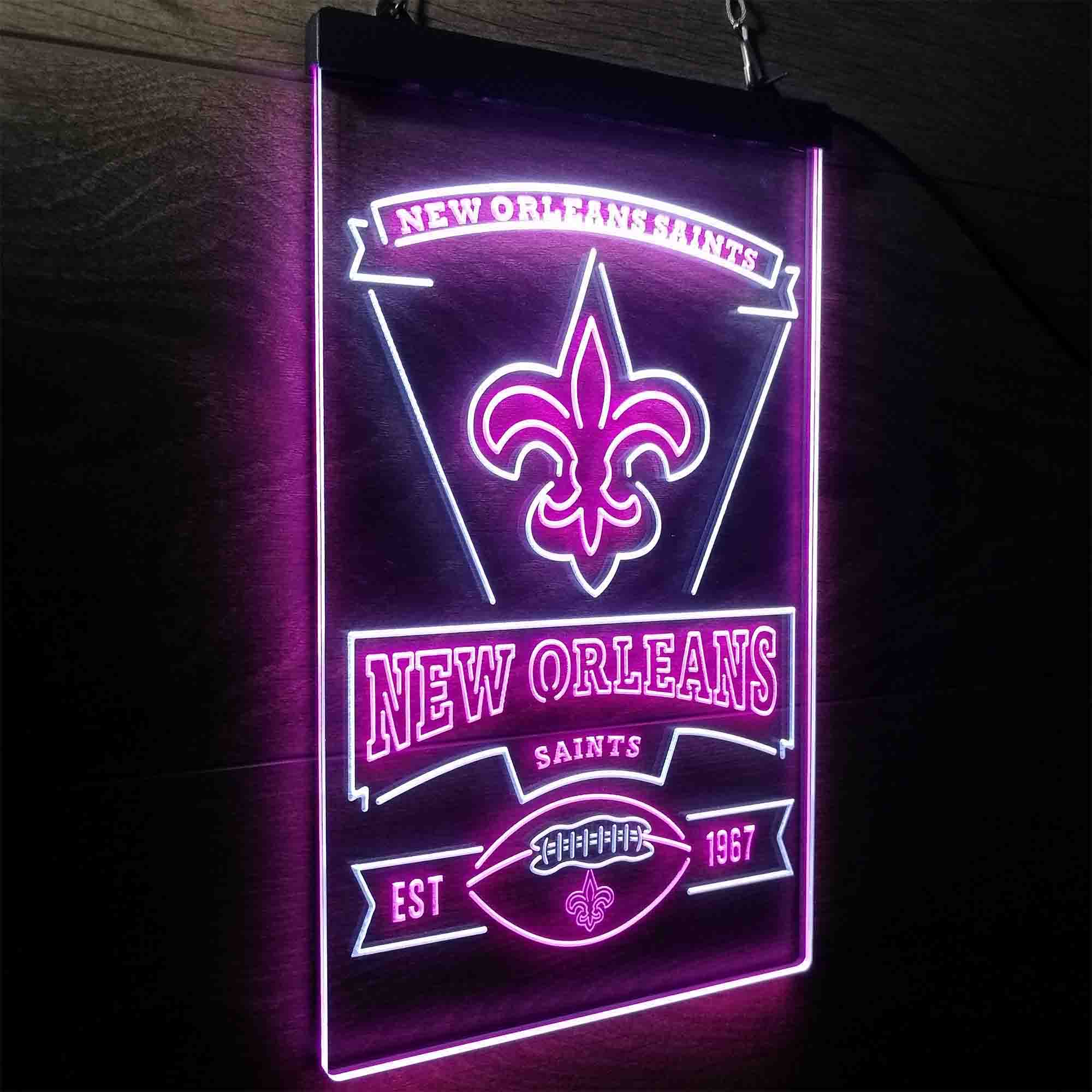 New Orleans Saints Est. 1967 Neon-Like LED Sign - Image 17