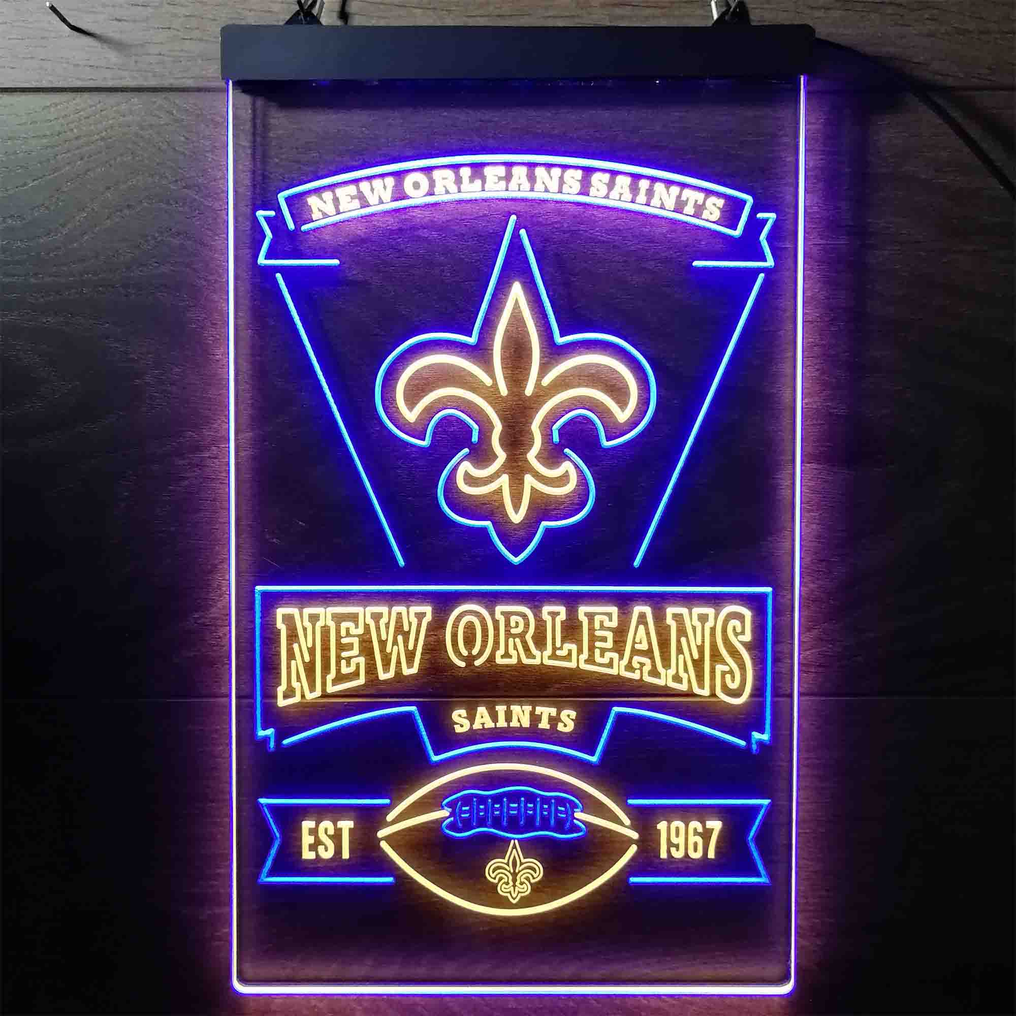 New Orleans Saints Est. 1967 Neon-Like LED Sign - Image 5