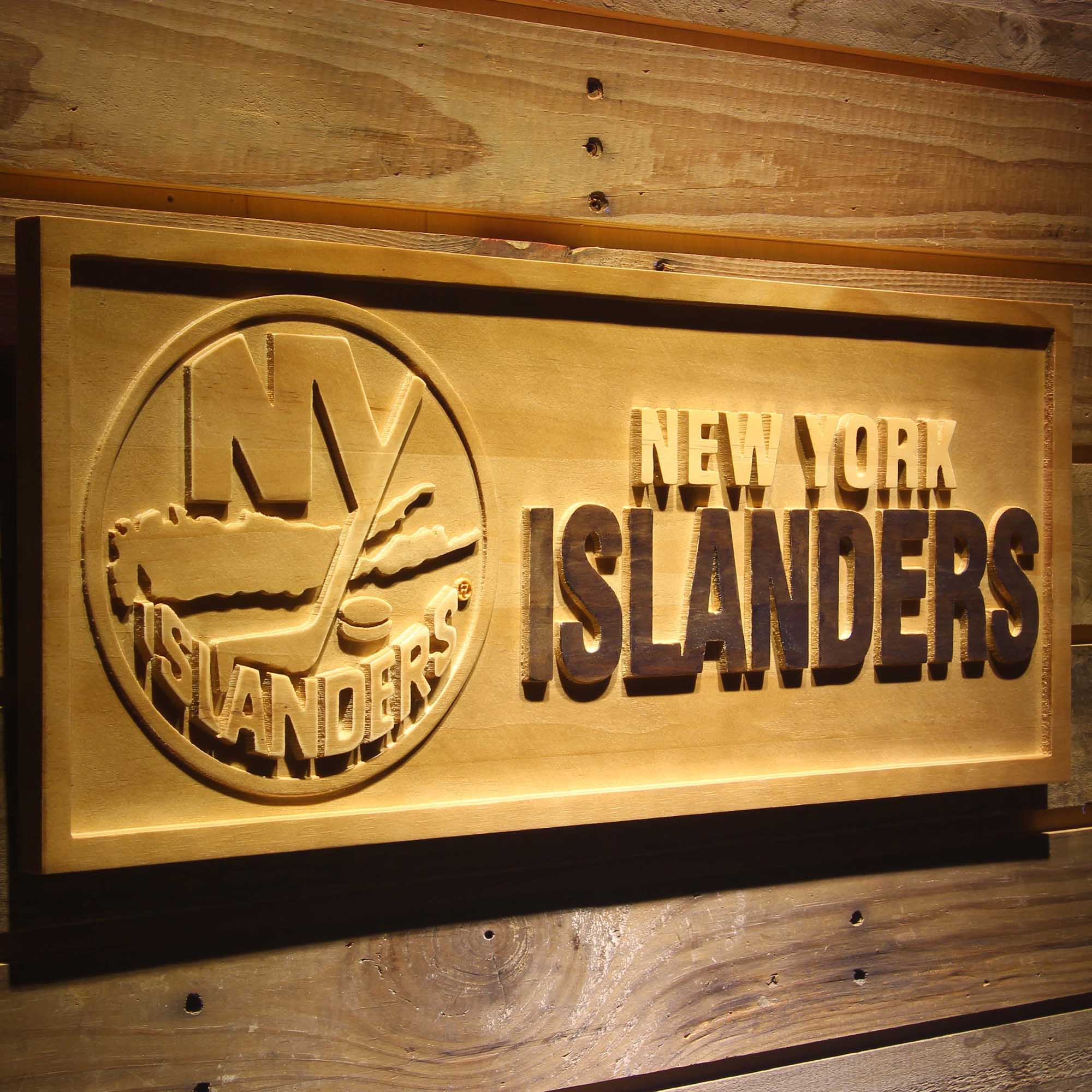 New York Islanders 3D Solid Wooden Craving Sign - Image 2