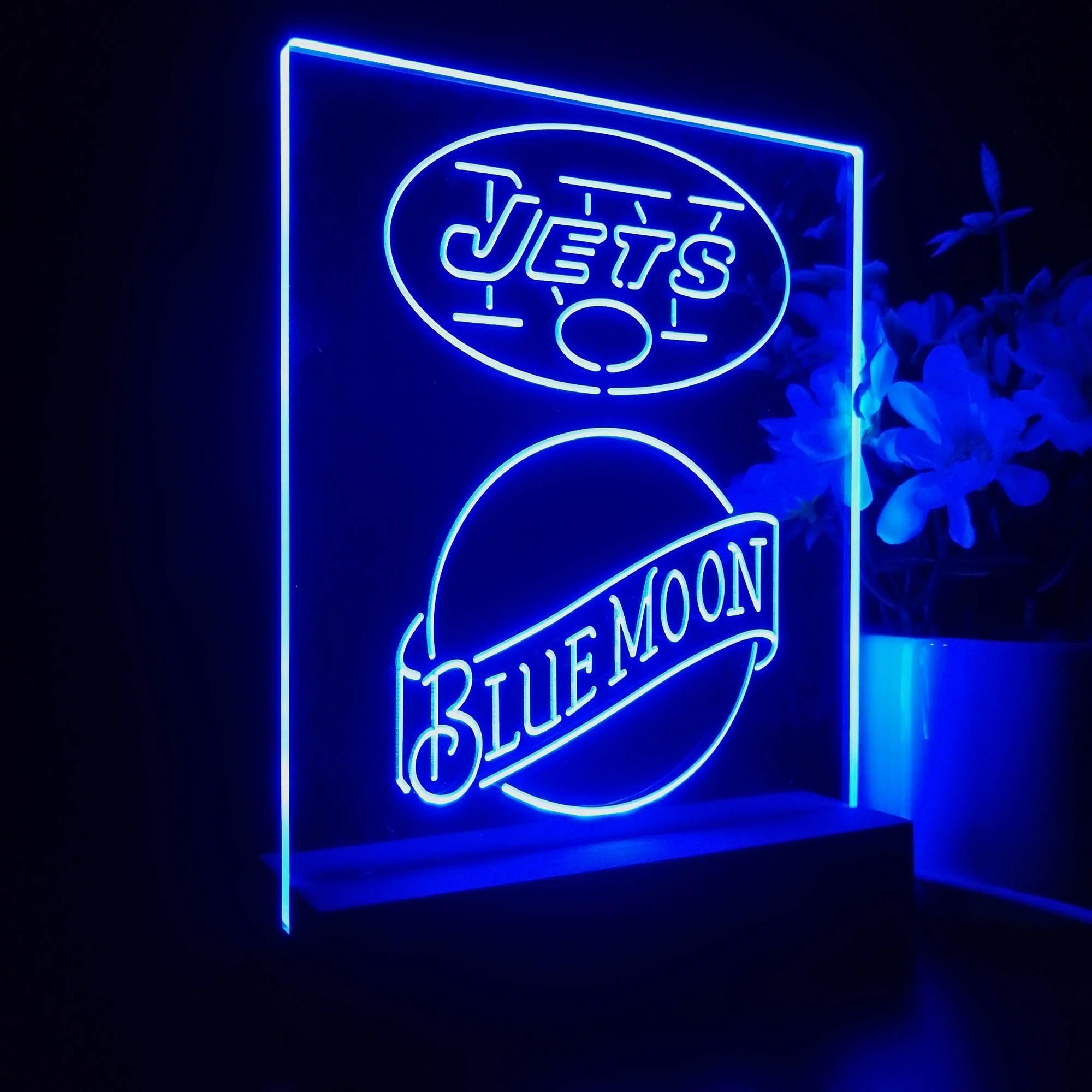 New York Jets Blue Moon Neon Sign Pub Bar Lamp - Image 5